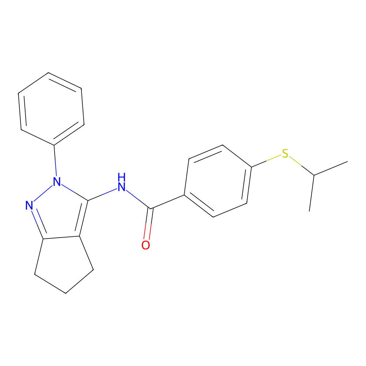 4-(isopropylthio)-N-(2-phenyl-2,4,5,6-tetrahydrocyclopenta[c]pyrazol-3-yl)benzamide molecular structure, CAS 1210374-16-5