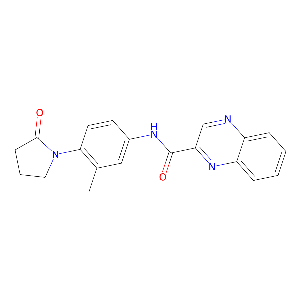 N-[3-methyl-4-(2-oxopyrrolidin-1-yl)phenyl]quinoxaline-2-carboxamide molecular structure, CAS 1210374-20-1