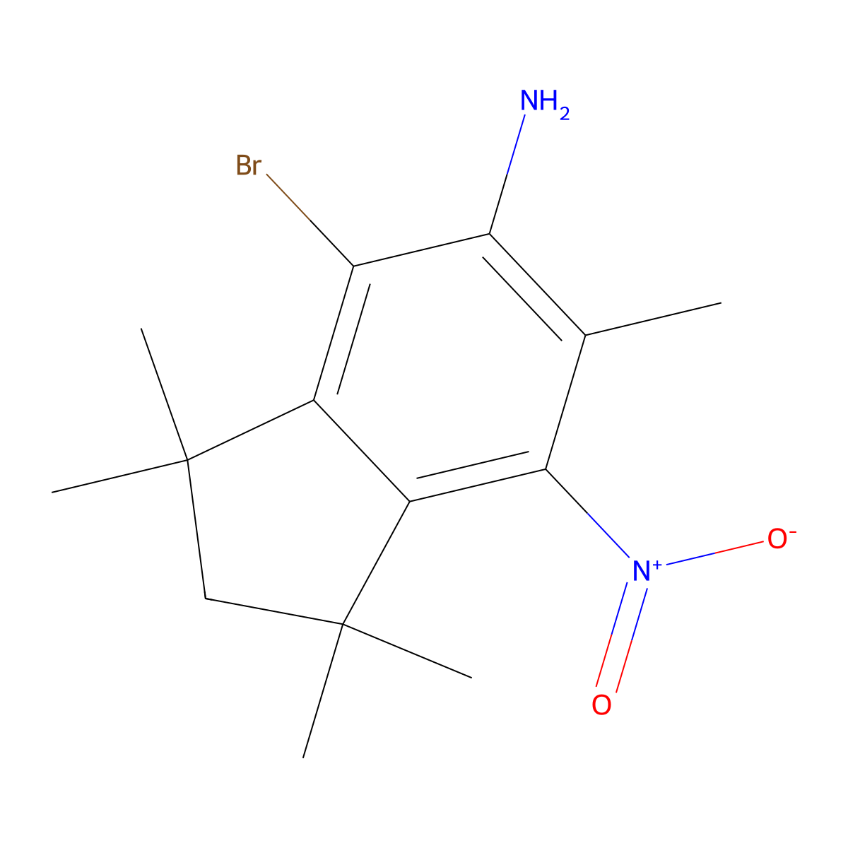 4-Bromo-1,1,3,3,6-pentamethyl-7-nitro-2,3-dihydro-1H-inden-5-ylamine molecular structure, CAS 1210378-97-4