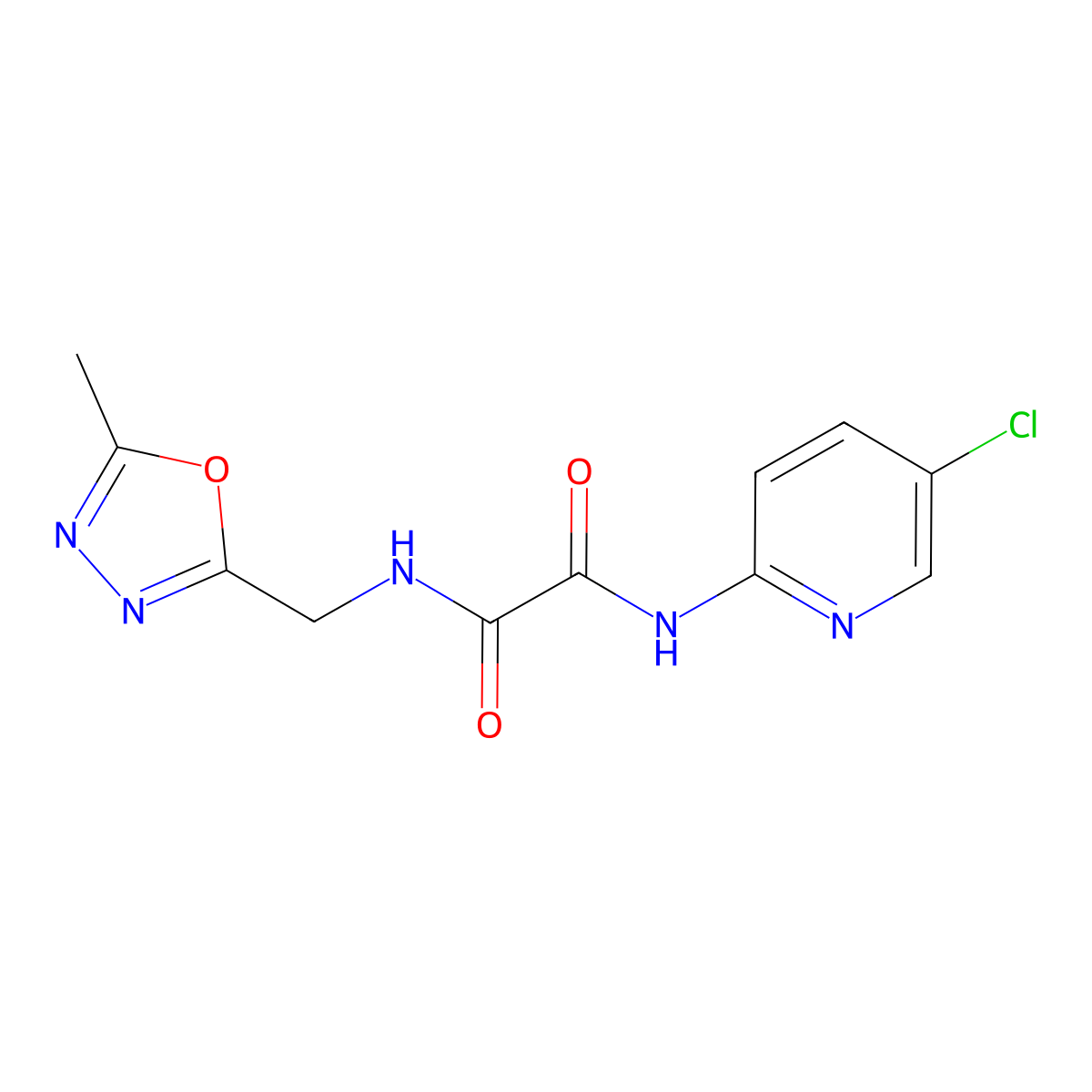 N1-(5-chloropyridin-2-yl)-N2-((5-methyl-1,3,4-oxadiazol-2-yl)methyl)oxalamide molecular structure, CAS 1210382-13-0