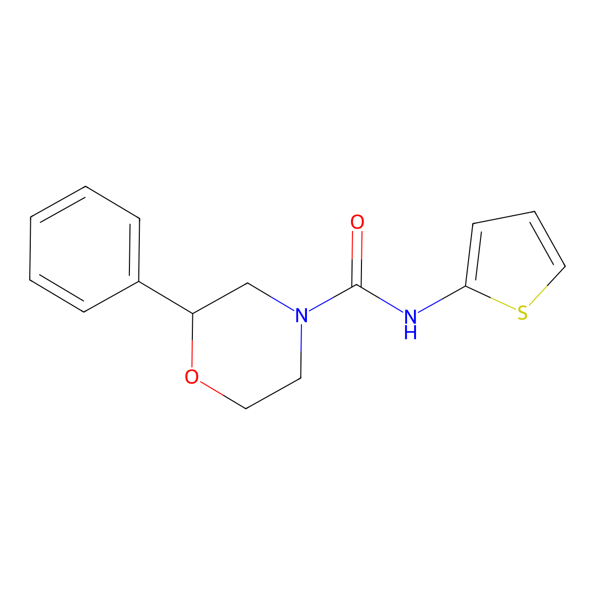 2-phenyl-N-(thiophen-2-yl)morpholine-4-carboxamide molecular structure, CAS 1210382-75-4