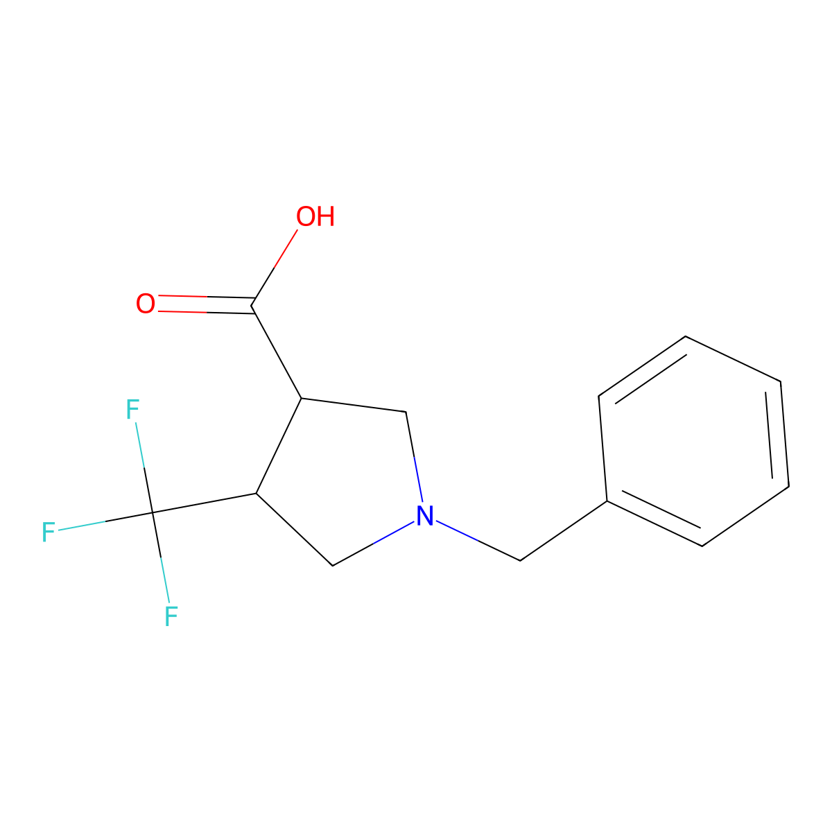 1-Benzyl-4-(trifluoromethyl)pyrrolidine-3-carboxylic acid molecular structure, CAS 1210383-94-0