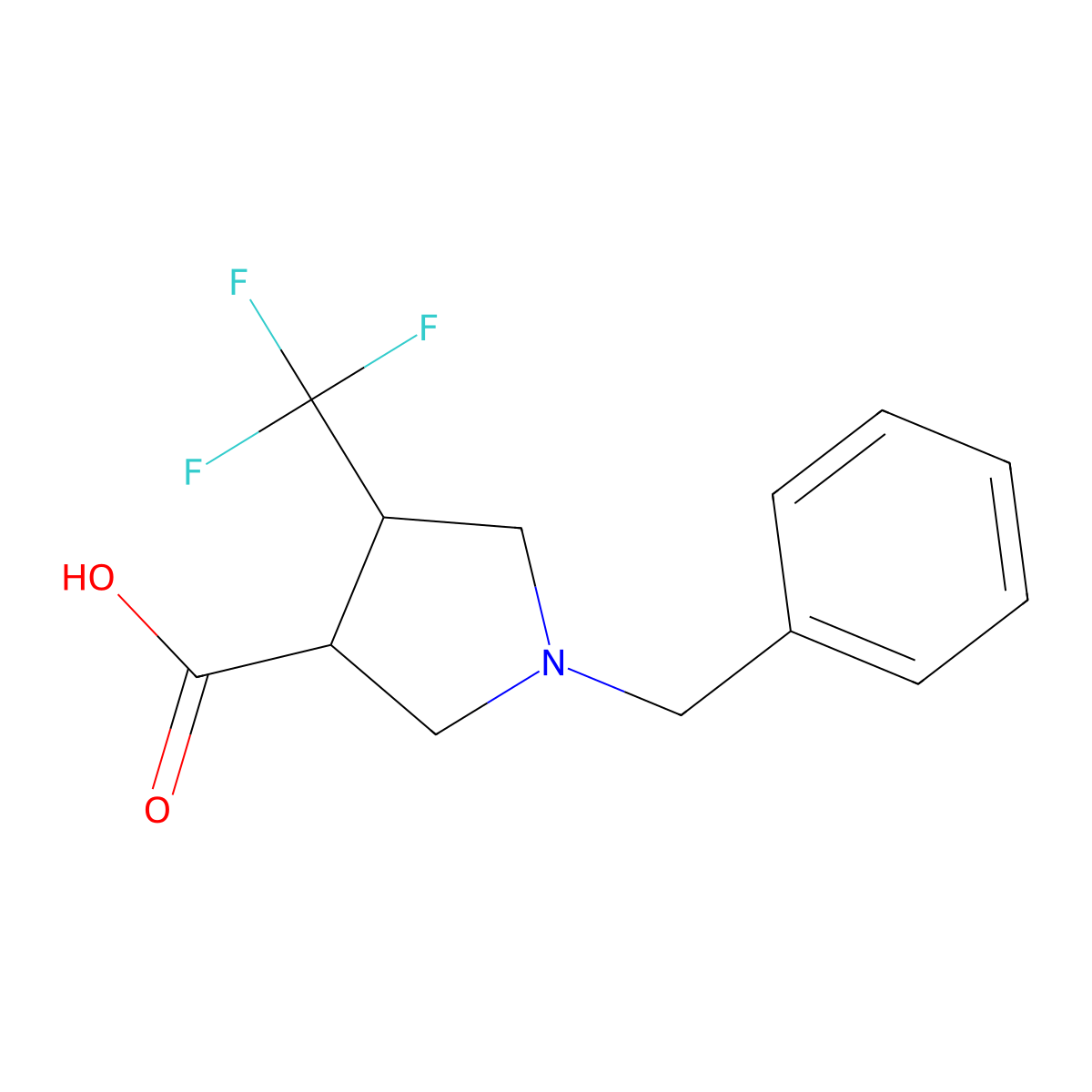 1-Benzyl-4-(trifluoromethyl)pyrrolidine-3-carboxylic acid molecular structure, CAS 1210383-94-0
