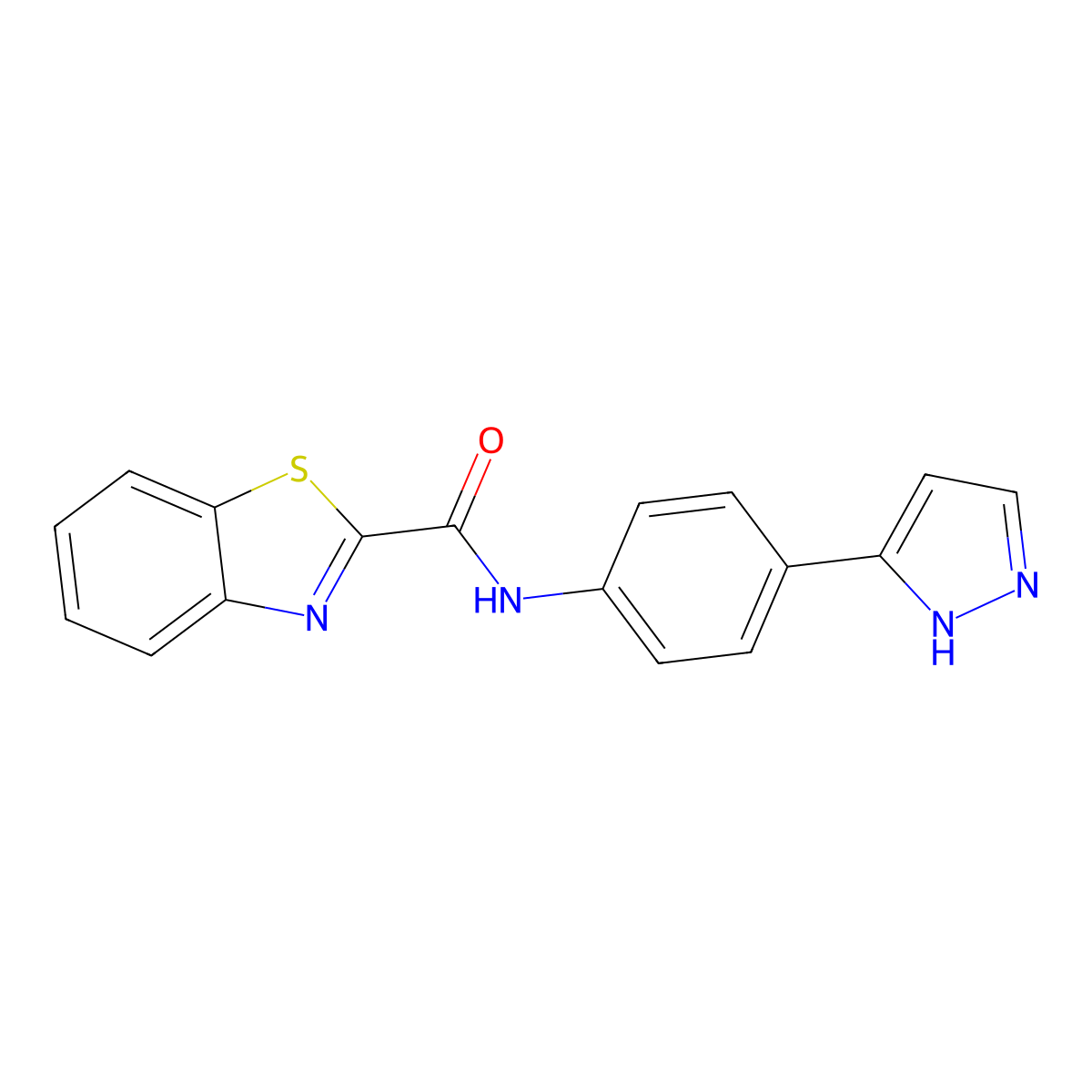 N-(4-(1H-pyrazol-3-yl)phenyl)benzo[d]thiazole-2-carboxamide molecular structure, CAS 1210387-22-6