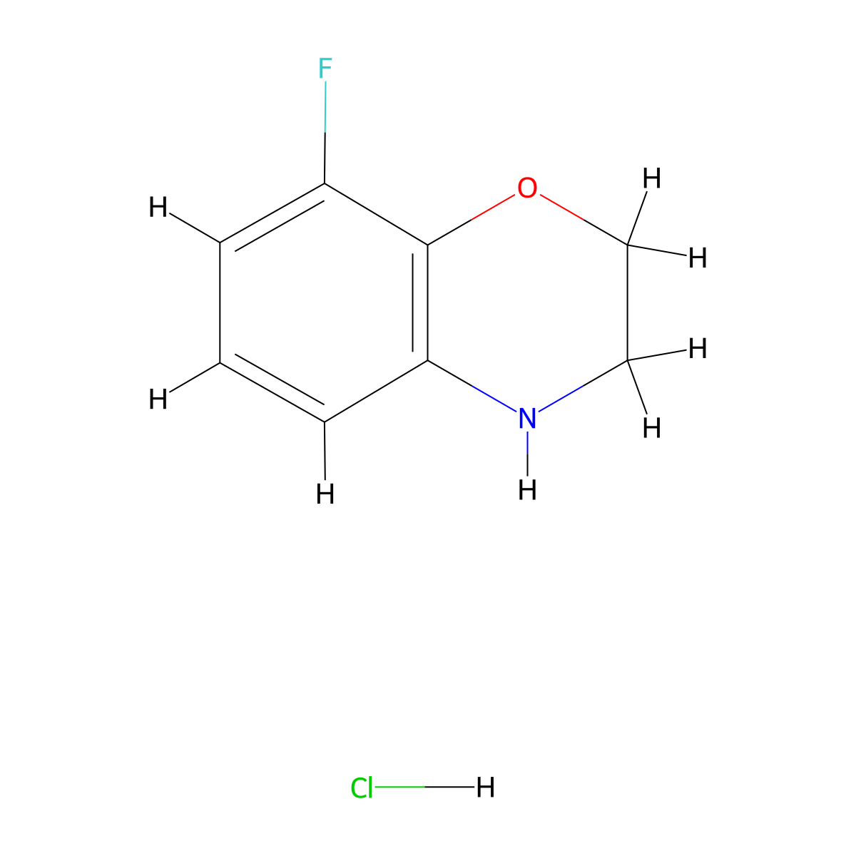 8-Fluoro-3,4-dihydro-2H-benzo[b][1,4]oxazine hydrochloride molecular structure, CAS 1210389-26-6