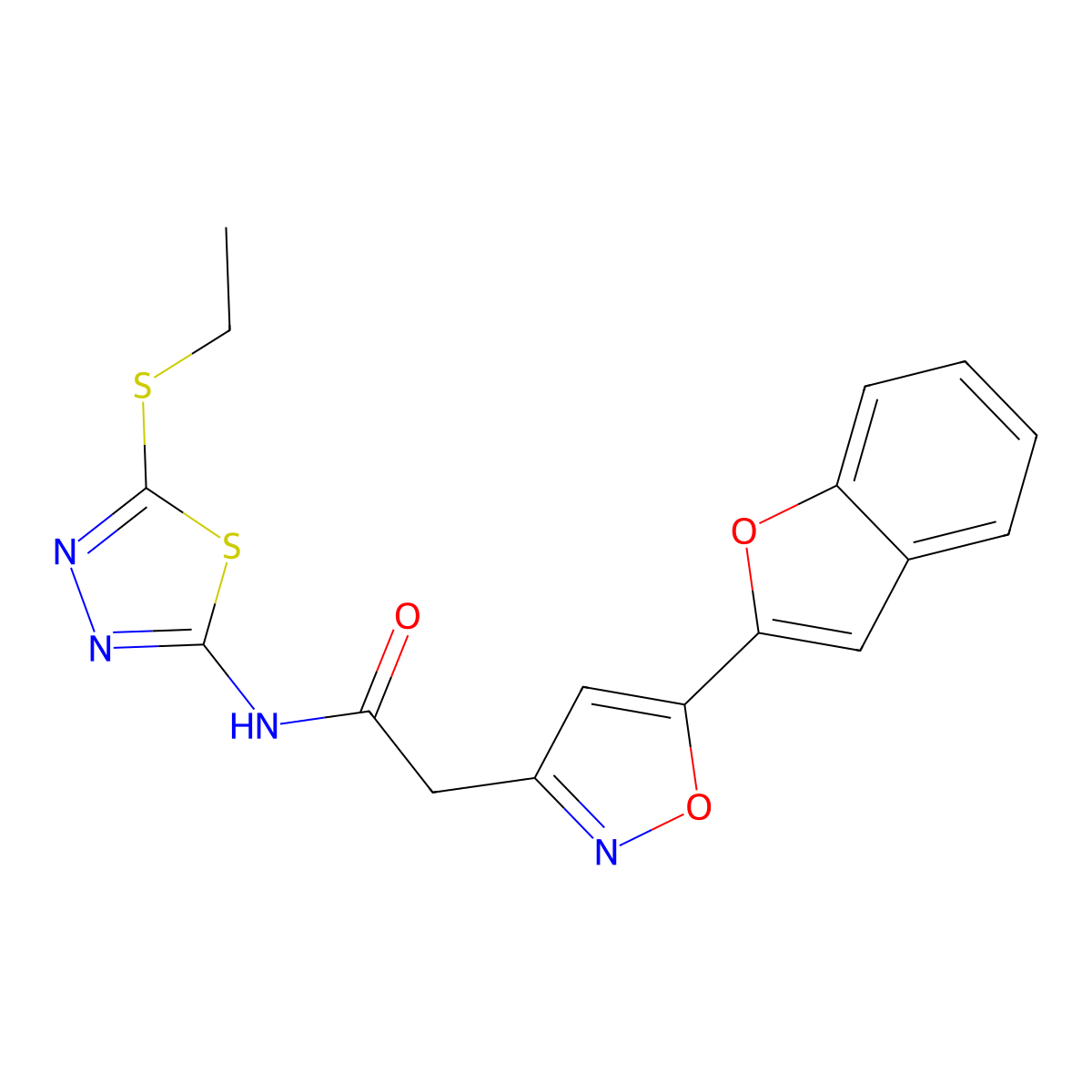 2-(5-(benzofuran-2-yl)isoxazol-3-yl)-N-(5-(ethylthio)-1,3,4-thiadiazol-2-yl)acetamide molecular structure, CAS 1210389-33-5