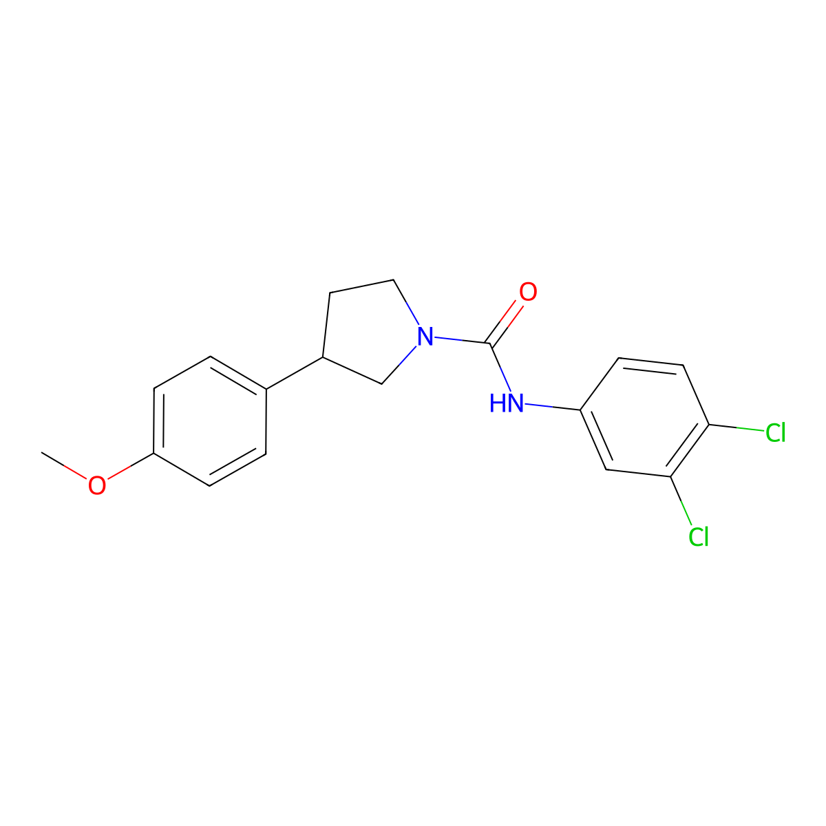 N-(3,4-dichlorophenyl)-3-(4-methoxyphenyl)pyrrolidine-1-carboxamide molecular structure, CAS 1210395-78-0