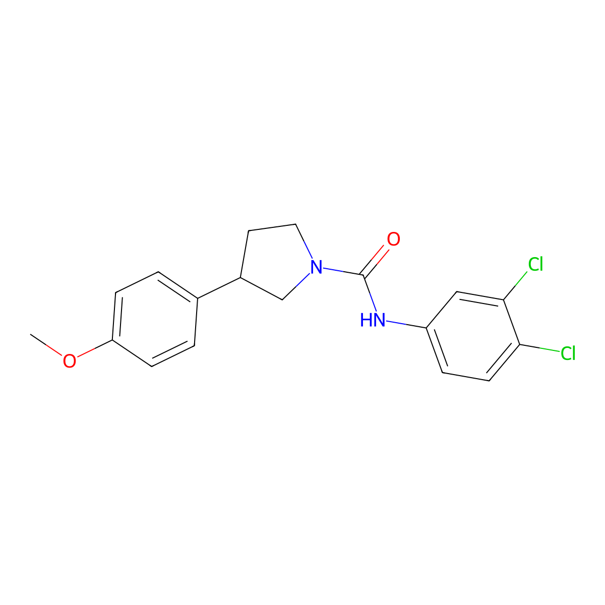 N-(3,4-dichlorophenyl)-3-(4-methoxyphenyl)pyrrolidine-1-carboxamide molecular structure, CAS 1210395-78-0