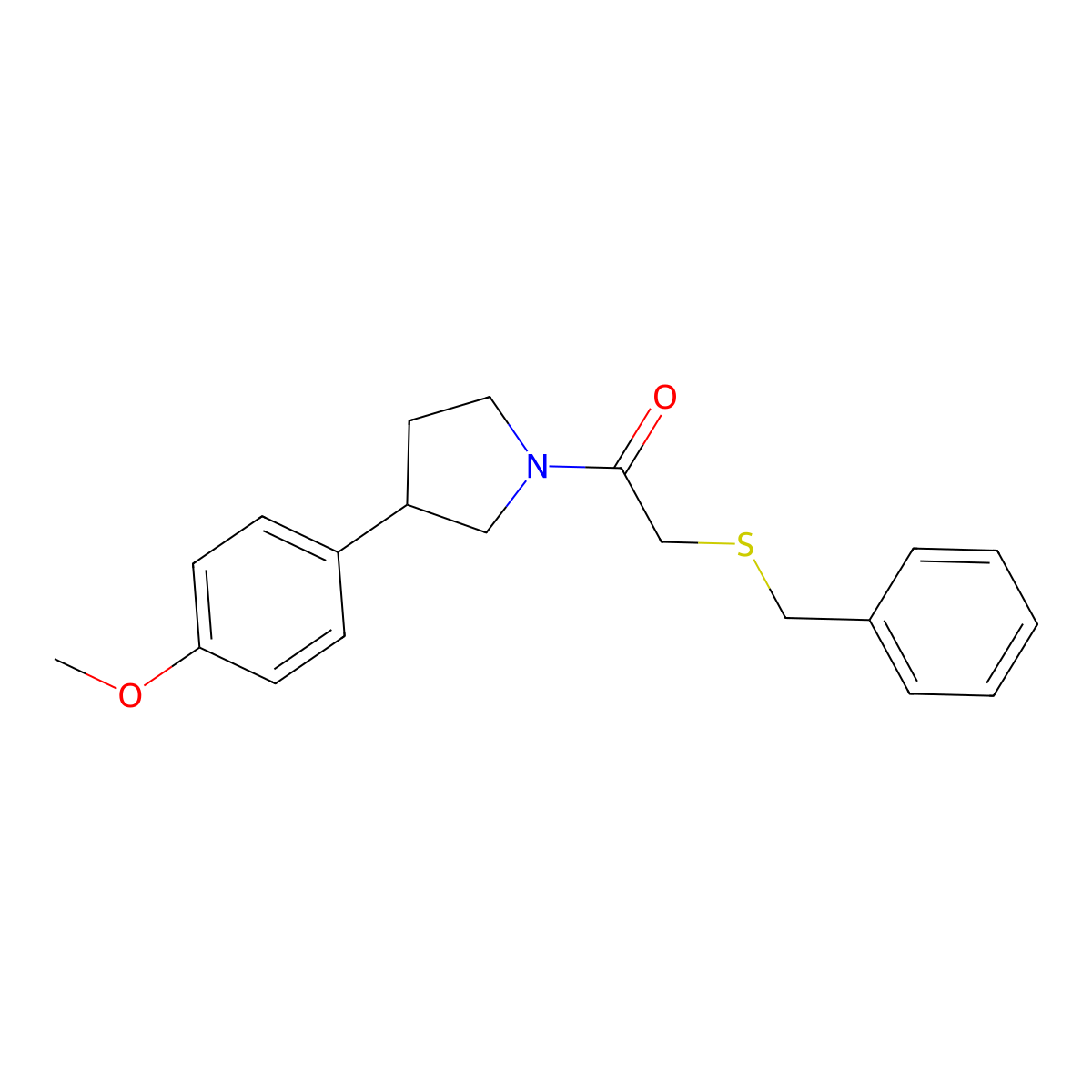 2-(Benzylthio)-1-(3-(4-methoxyphenyl)pyrrolidin-1-yl)ethanone molecular structure, CAS 1210397-20-8
