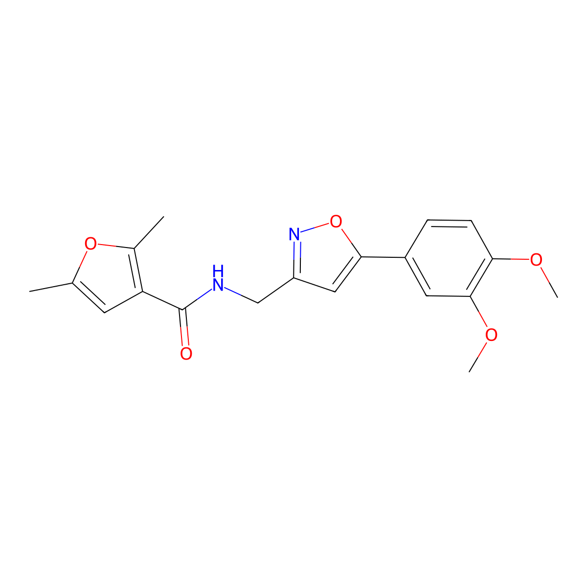 N-((5-(3,4-dimethoxyphenyl)isoxazol-3-yl)methyl)-2,5-dimethylfuran-3-carboxamide molecular structure, CAS 1210402-42-8