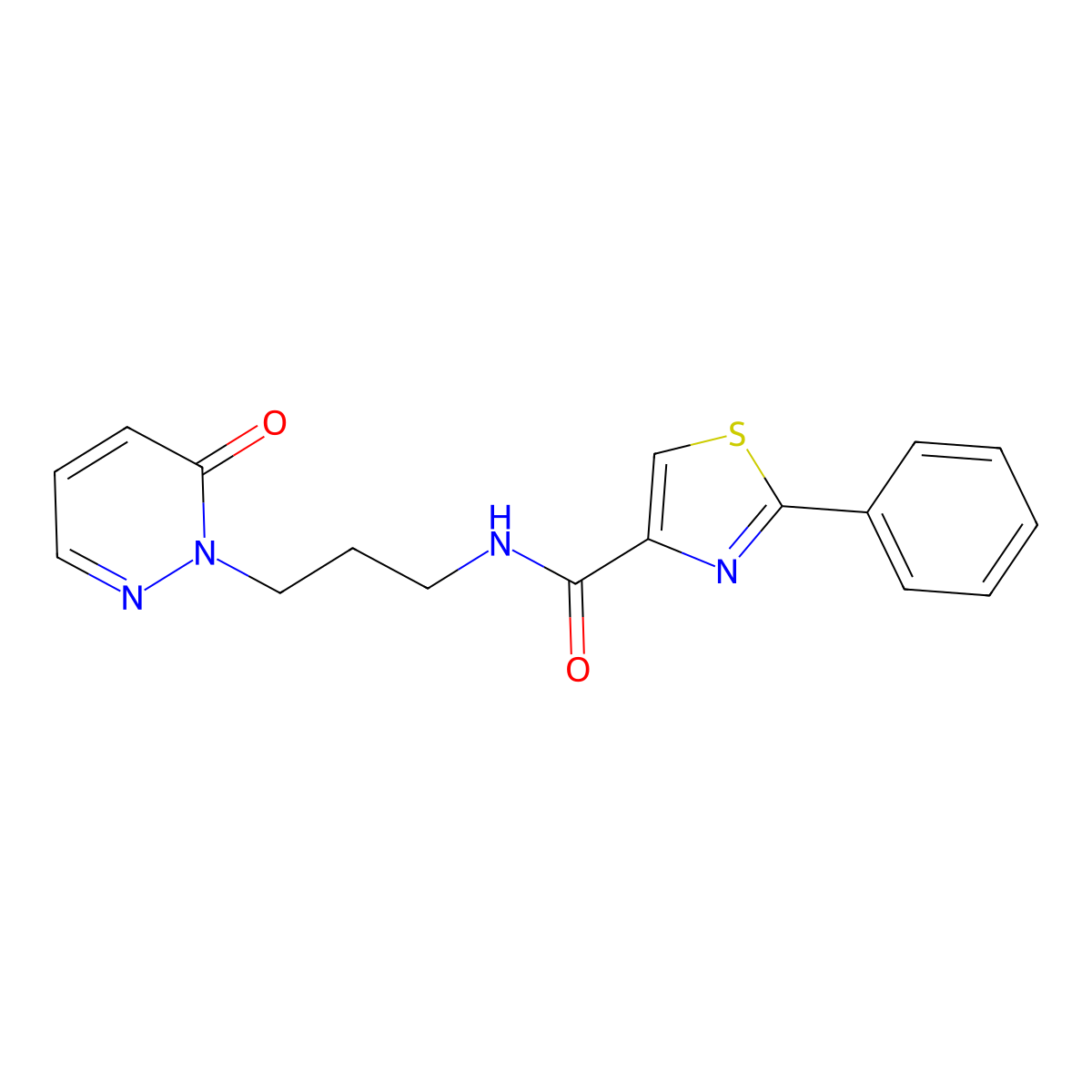 N-(3-(6-oxopyridazin-1(6H)-yl)propyl)-2-phenylthiazole-4-carboxamide molecular structure, CAS 1210404-18-4