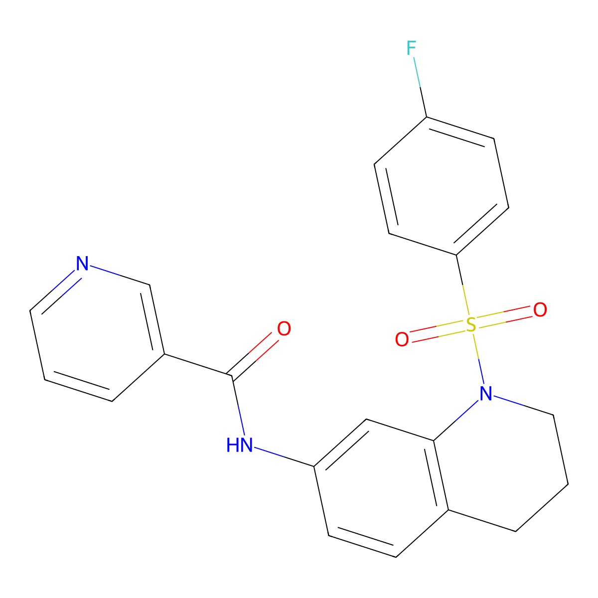 N-(1-((4-fluorophenyl)sulfonyl)-1,2,3,4-tetrahydroquinolin-7-yl)nicotinamide molecular structure, CAS 1210406-19-1