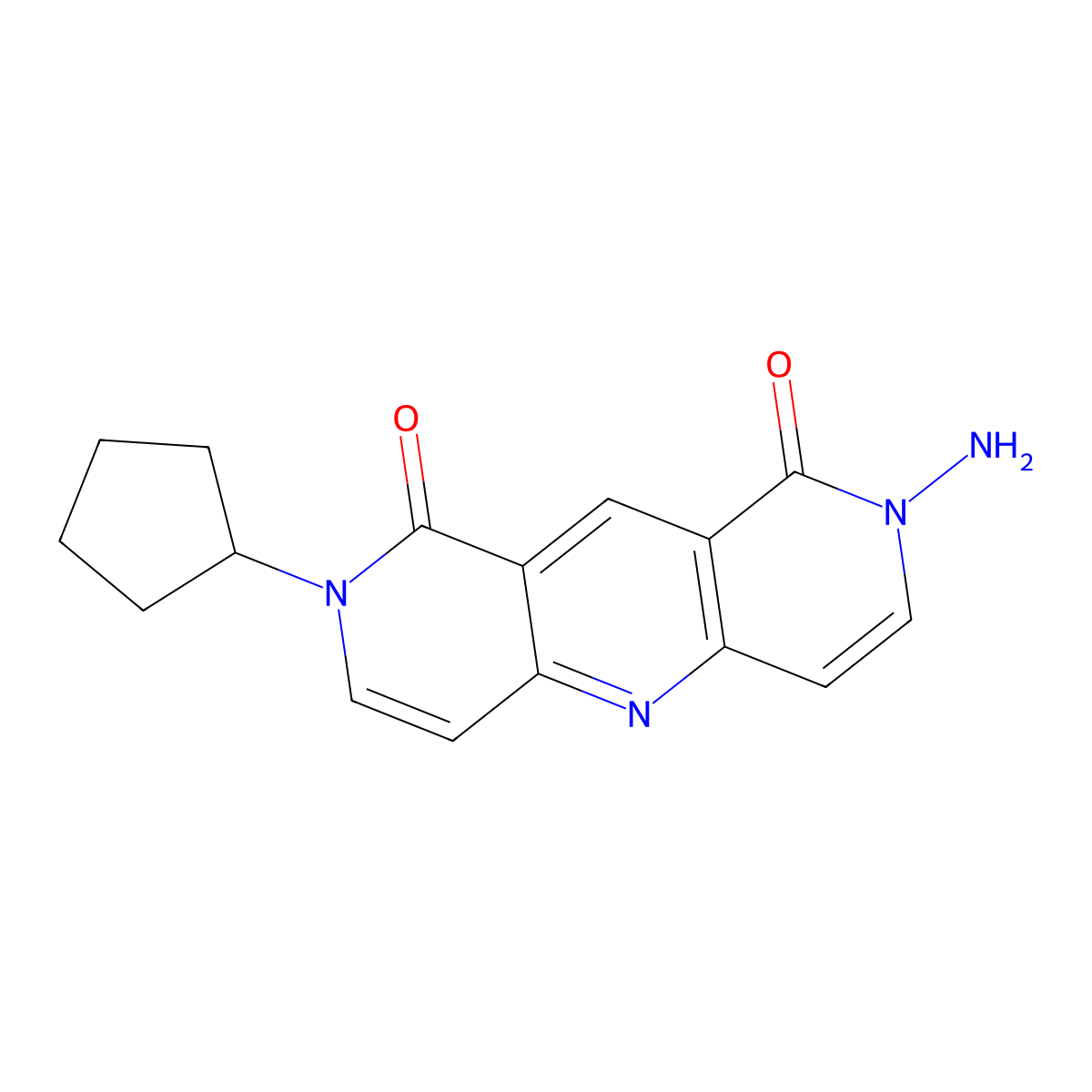 2-amino-8-cyclopentylpyrido[4,3-b][1,6]naphthyridine-1,9(2H,8H)-dione molecular structure, CAS 1210409-54-3