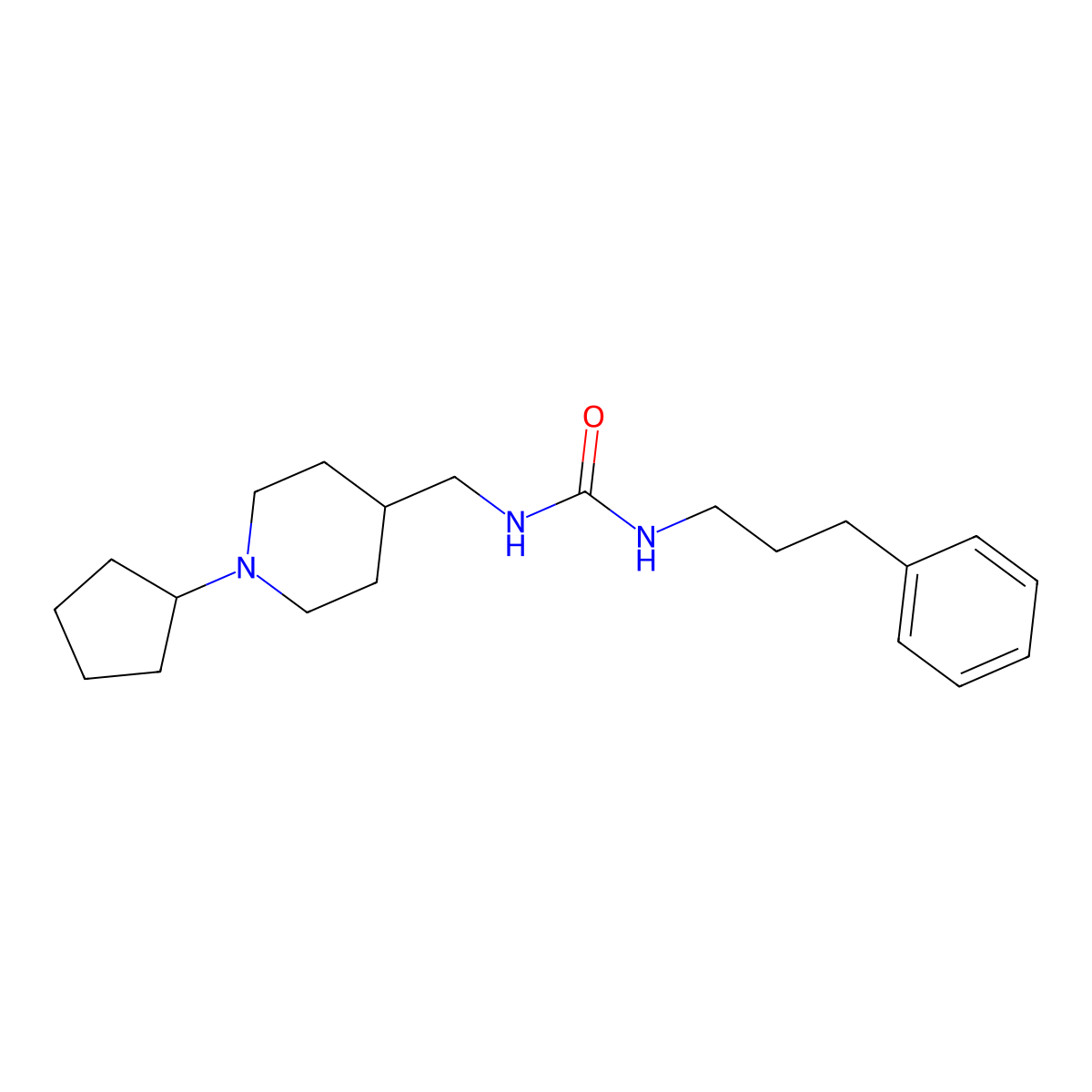 1-((1-Cyclopentylpiperidin-4-yl)methyl)-3-(3-phenylpropyl)urea molecular structure, CAS 1210411-48-5