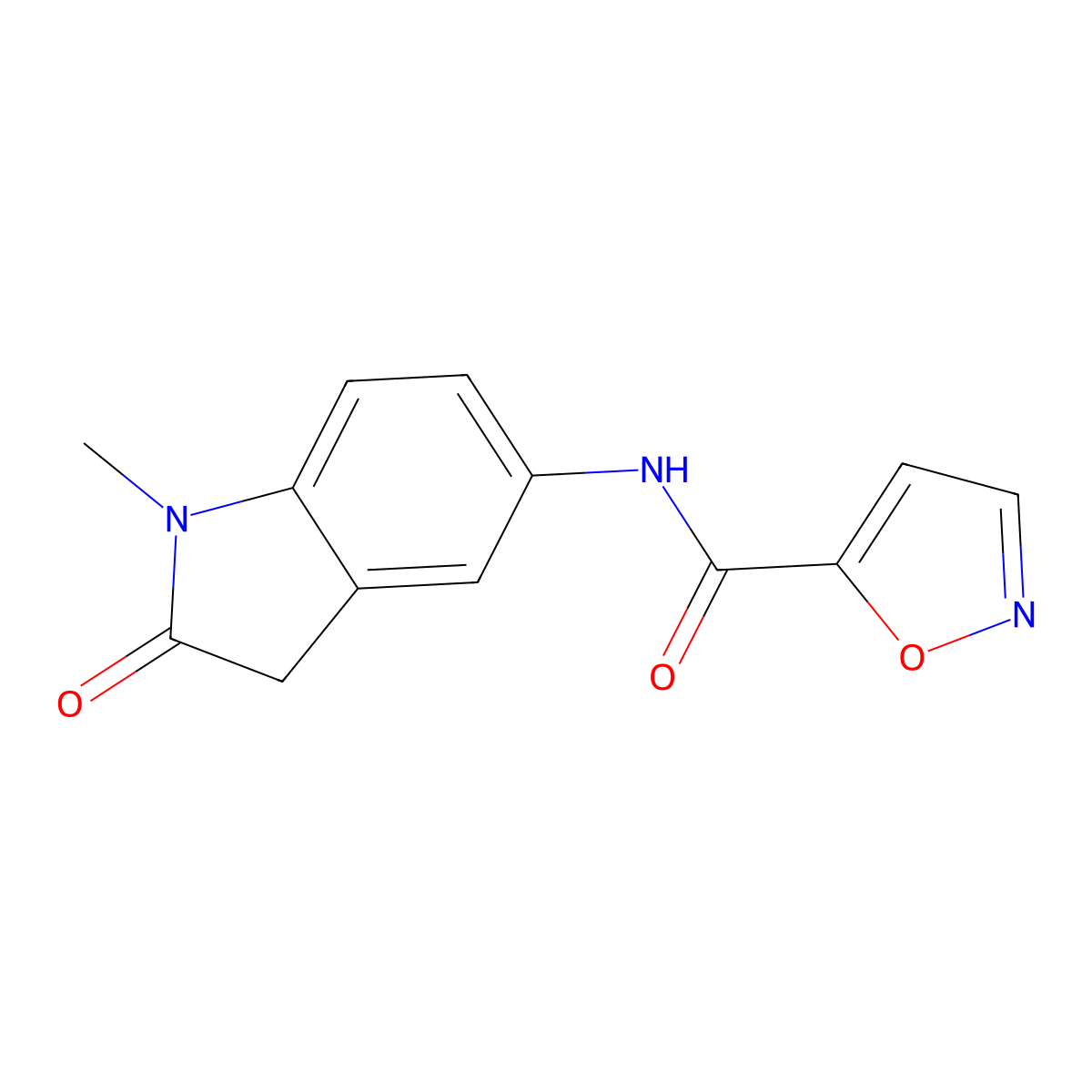 N-(1-methyl-2-oxoindolin-5-yl)isoxazole-5-carboxamide molecular structure, CAS 1210412-86-4