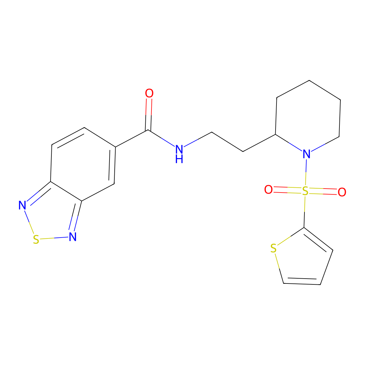 N-(2-(1-(thiophen-2-ylsulfonyl)piperidin-2-yl)ethyl)benzo[c][1,2,5]thiadiazole-5-carboxamide molecular structure, CAS 1210415-38-5