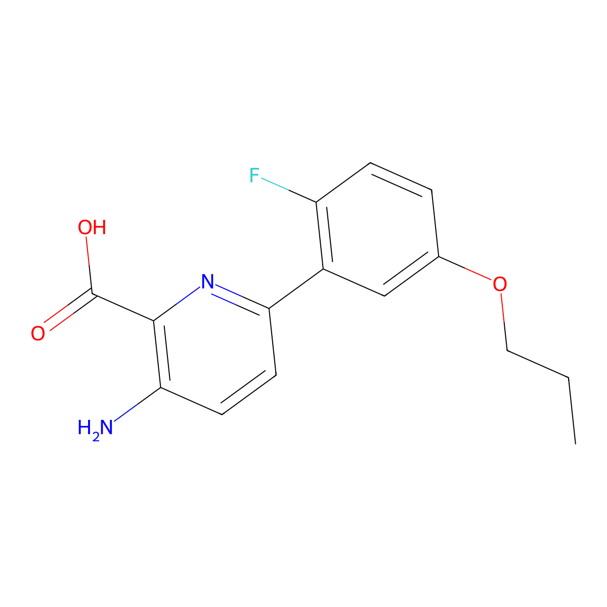 3-Amino-6-(2-fluoro-5-propoxyphenyl)picolinic acid molecular structure, CAS 1210418-76-0