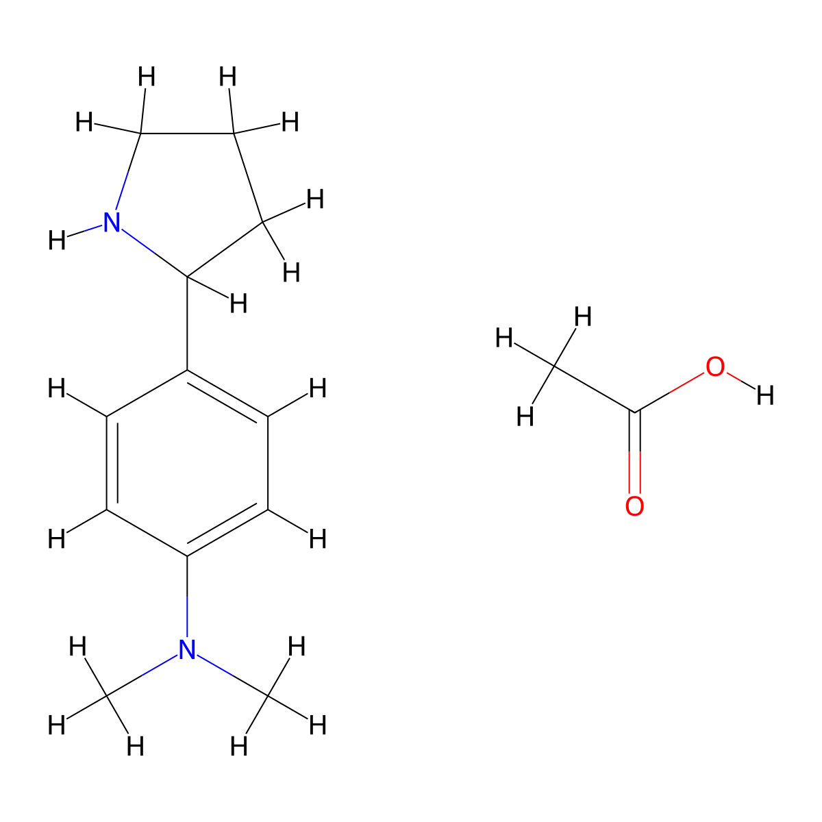 Dimethyl-(4-pyrrolidin-2-yl-phenyl)-amine monoacetate molecular structure, CAS 1210418-82-8