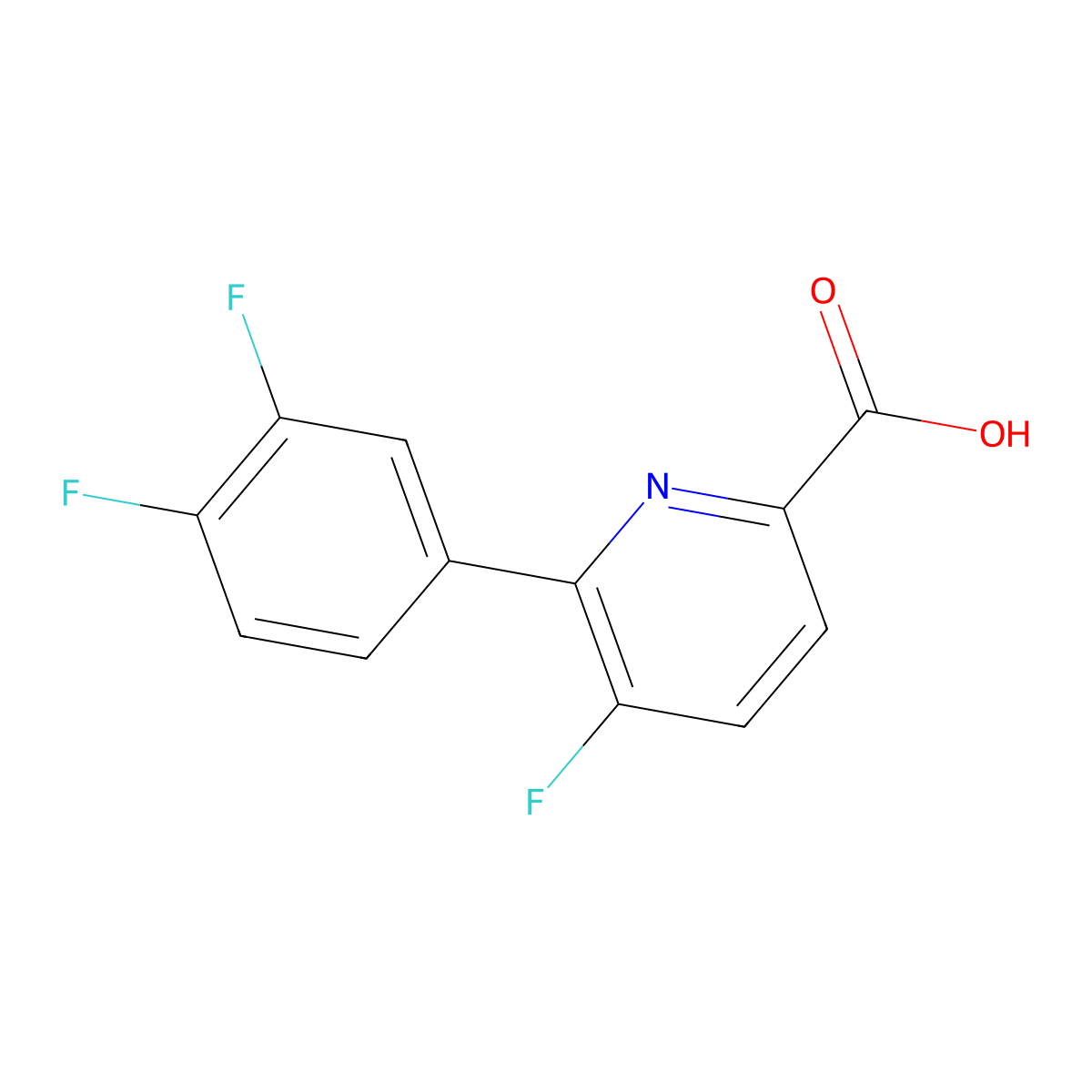 6-(3,4-Difluorophenyl)-5-fluoropicolinic acid molecular structure, CAS 1210418-85-1