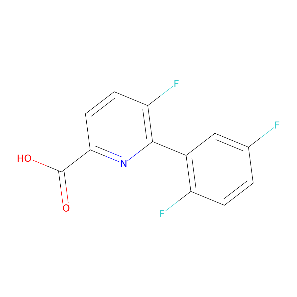 6-(2,5-Difluorophenyl)-5-fluoropicolinic acid molecular structure, CAS 1210418-86-2