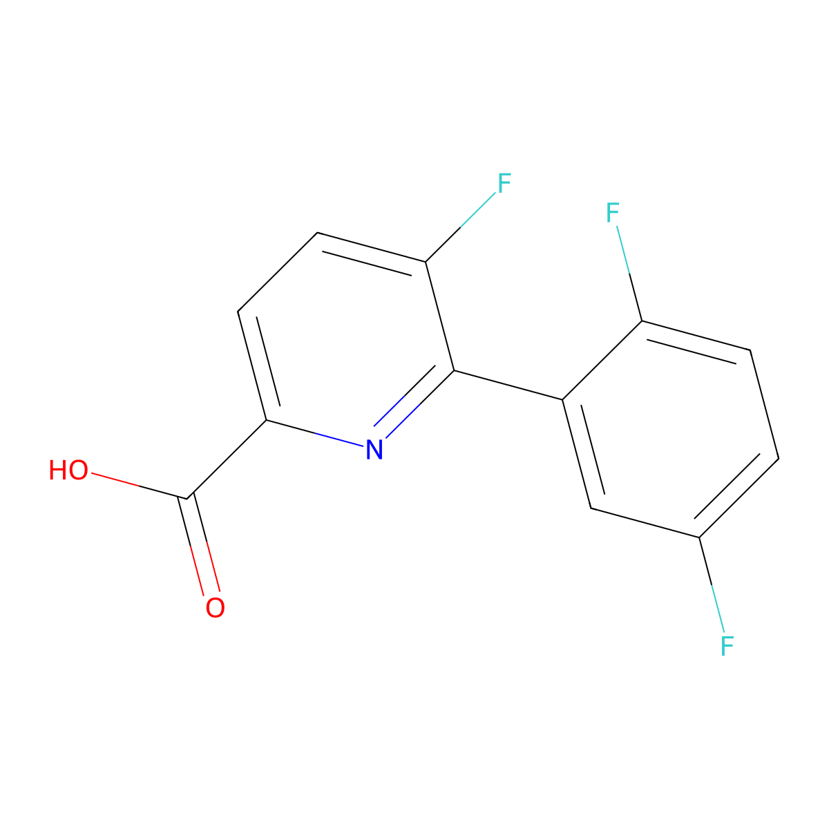 6-(2,5-Difluorophenyl)-5-fluoropicolinic acid molecular structure, CAS 1210418-86-2