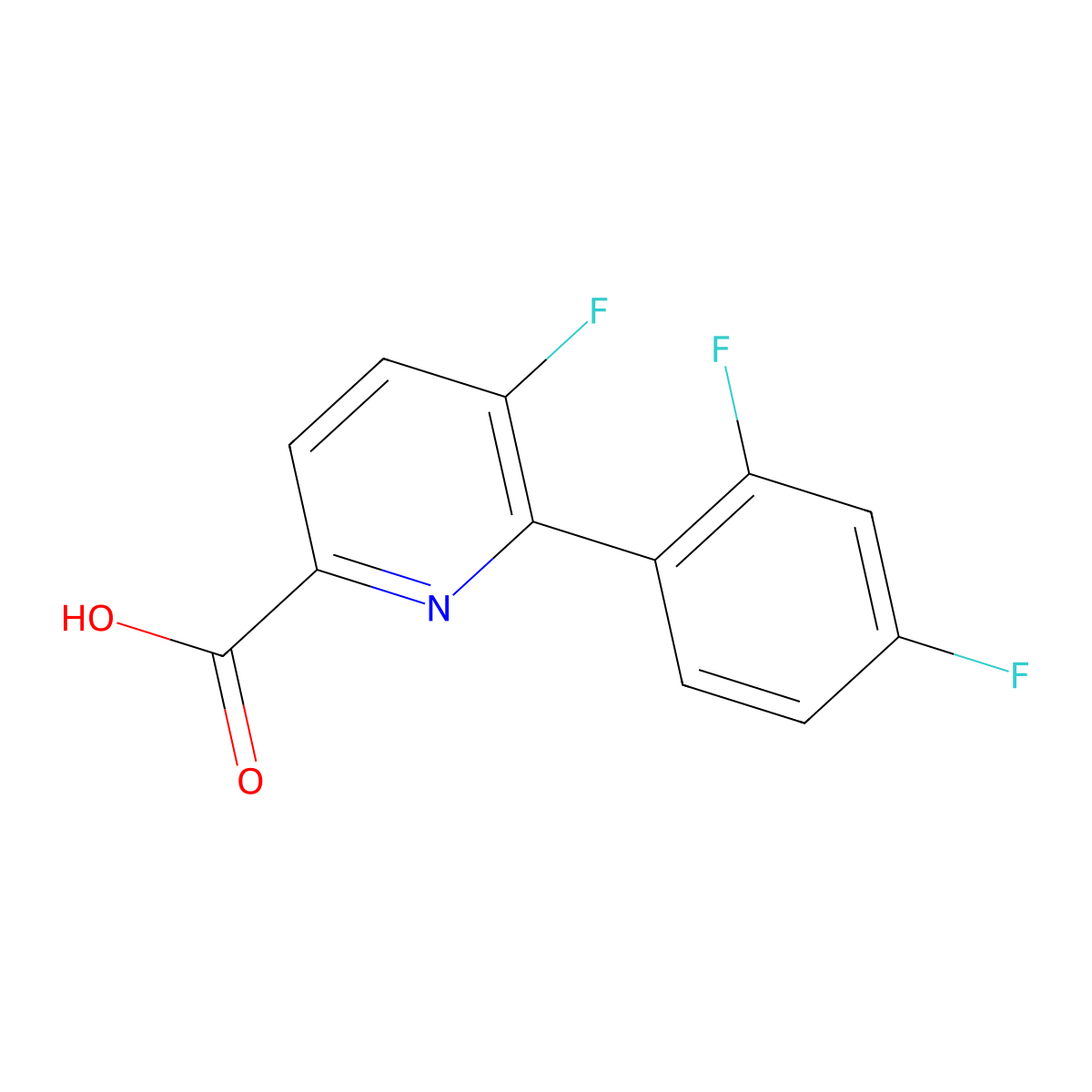 6-(2,4-Difluorophenyl)-5-fluoropicolinic acid molecular structure, CAS 1210418-87-3