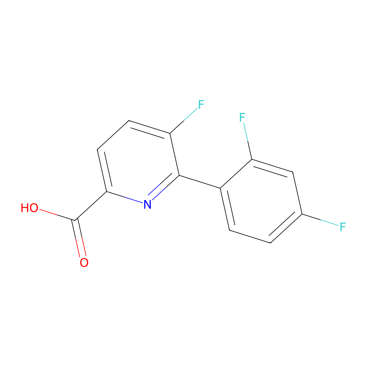 6-(2,4-Difluorophenyl)-5-fluoropicolinic acid molecular structure, CAS 1210418-87-3