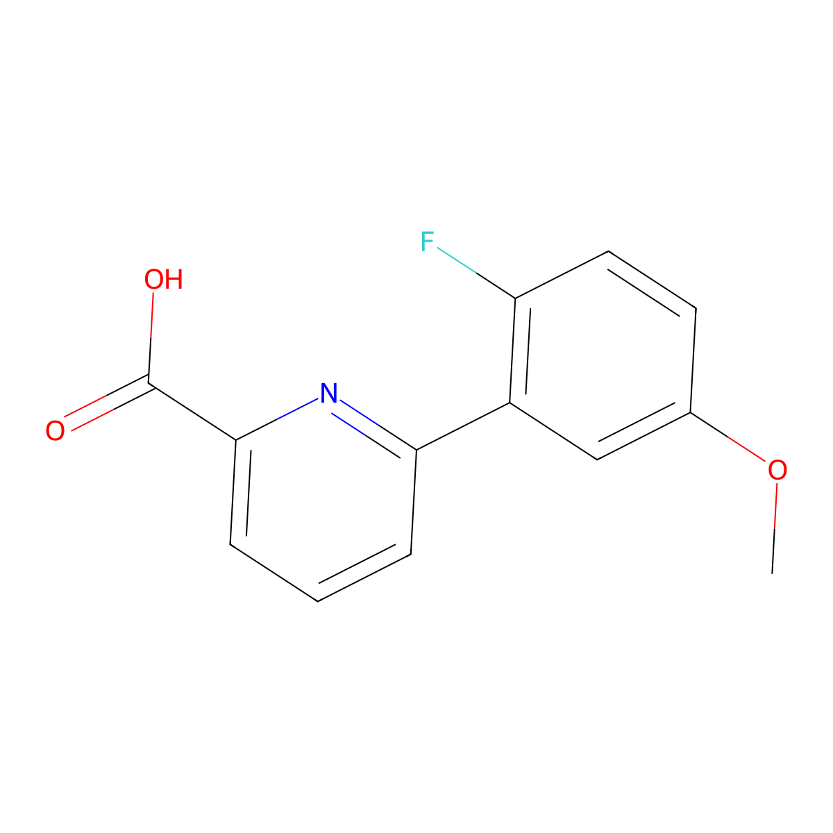 6-(2-Fluoro-5-methoxyphenyl)picolinic acid molecular structure, CAS 1210418-90-8