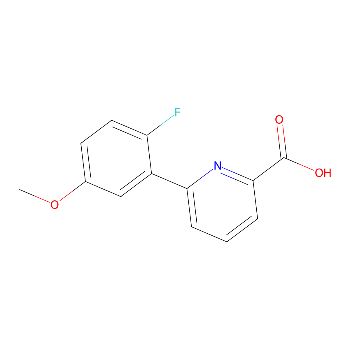6-(2-Fluoro-5-methoxyphenyl)picolinic acid molecular structure, CAS 1210418-90-8