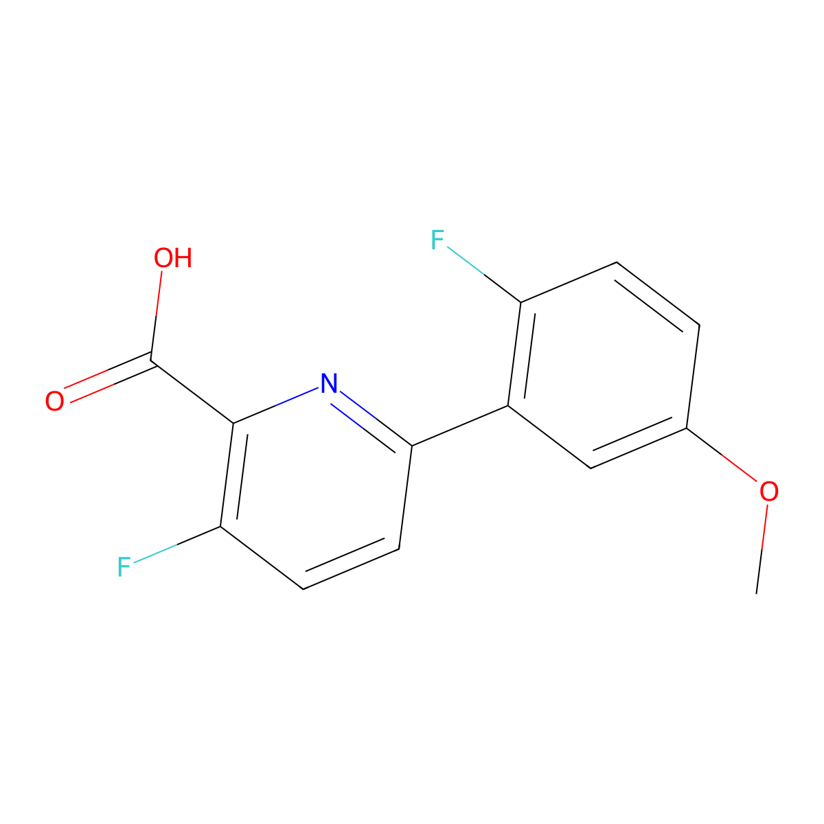 3-Fluoro-6-(2-fluoro-5-methoxyphenyl)picolinic acid molecular structure, CAS 1210418-96-4