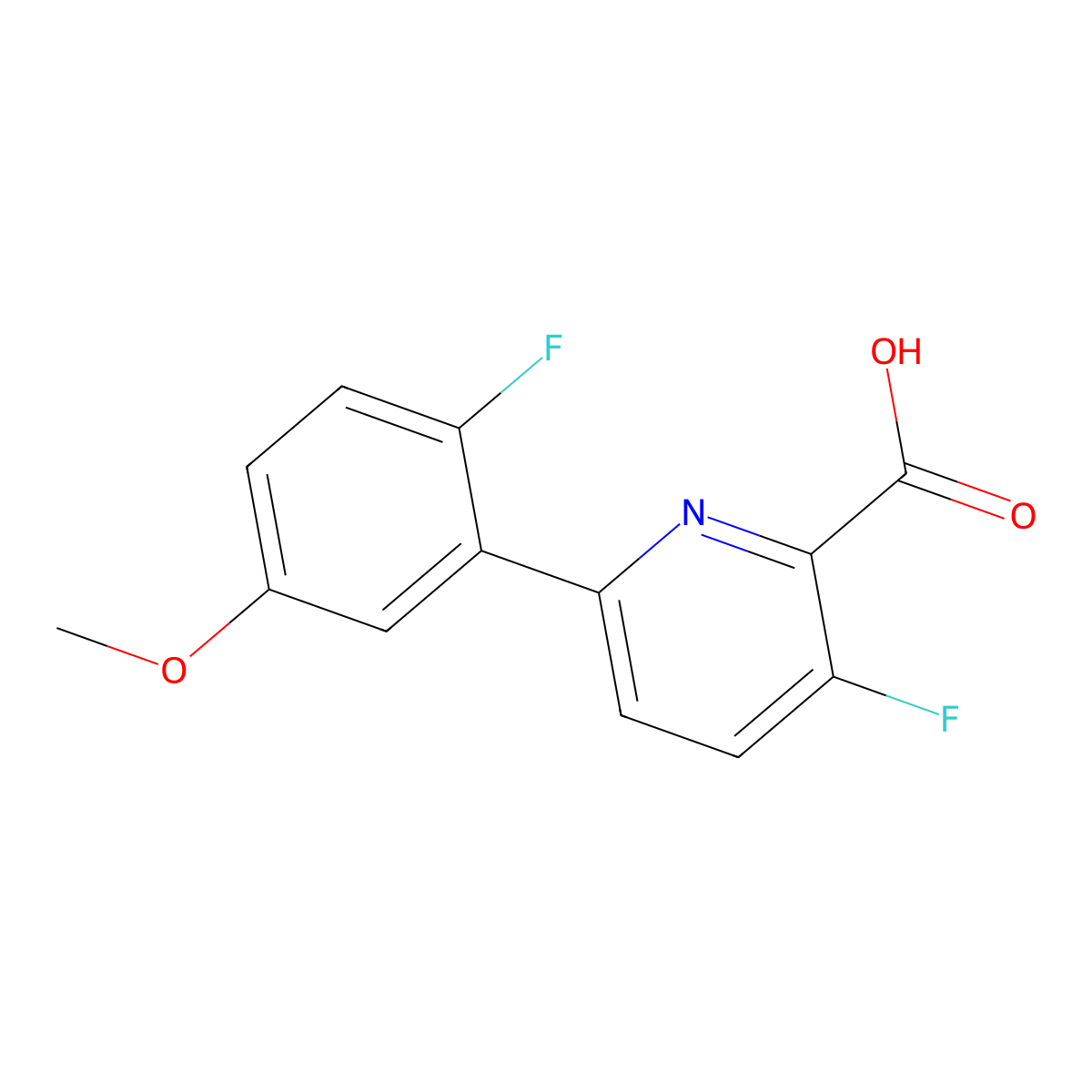 3-Fluoro-6-(2-fluoro-5-methoxyphenyl)picolinic acid molecular structure, CAS 1210418-96-4