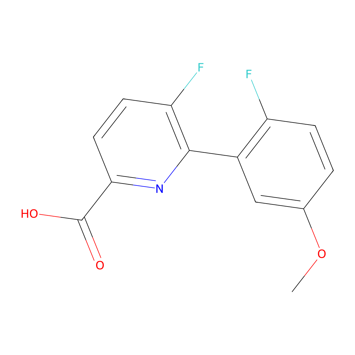 5-Fluoro-6-(2-fluoro-5-methoxyphenyl)picolinic acid molecular structure, CAS 1210418-97-5