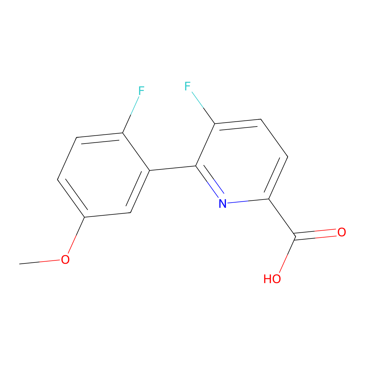 5-Fluoro-6-(2-fluoro-5-methoxyphenyl)picolinic acid molecular structure, CAS 1210418-97-5