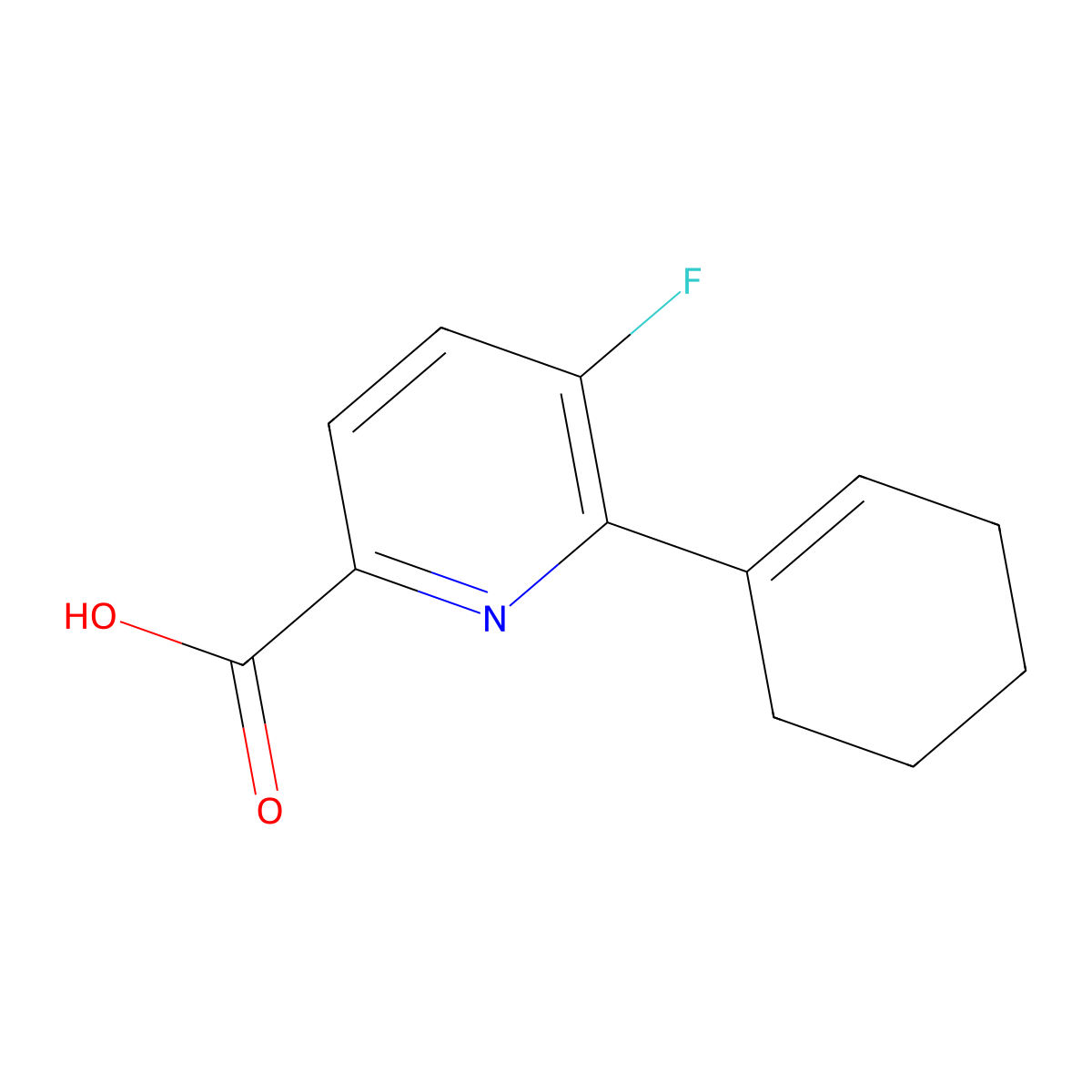 6-Cyclohexenyl-5-fluoropicolinic acid molecular structure, CAS 1210419-02-5
