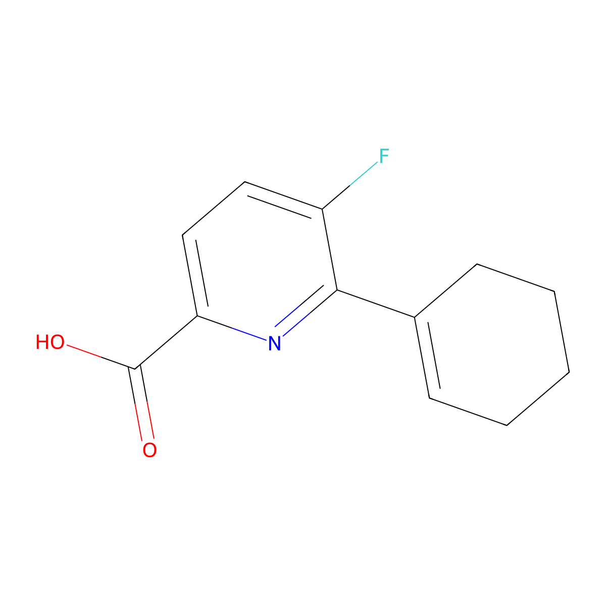 6-Cyclohexenyl-5-fluoropicolinic acid molecular structure, CAS 1210419-02-5