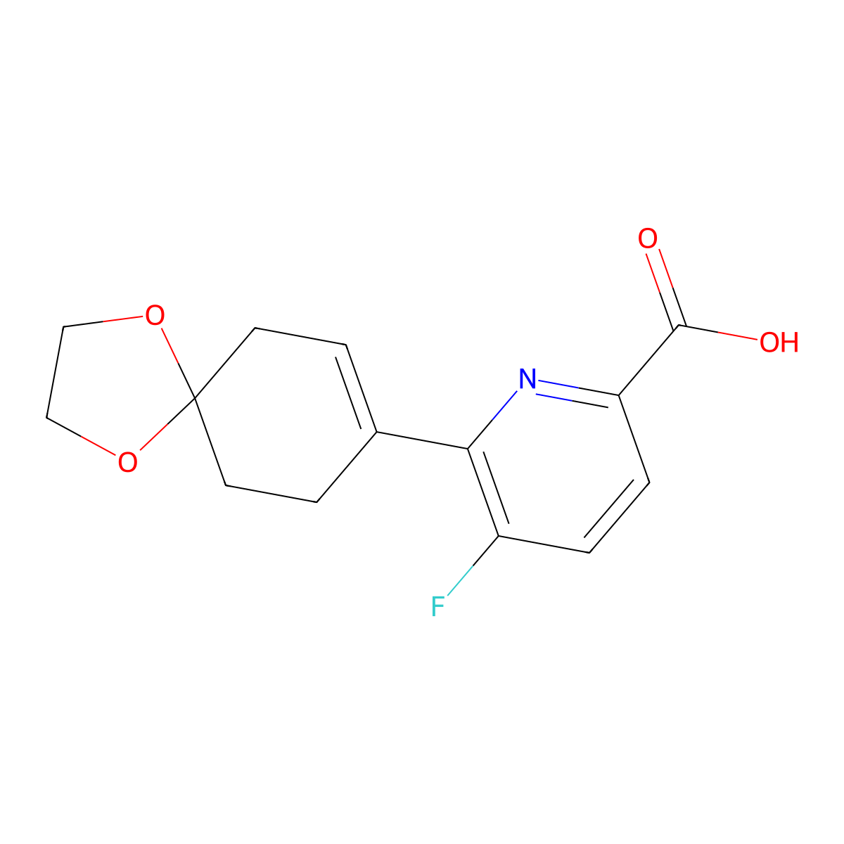 5-Fluoro-6-(1,4-dioxaspiro[4.5]dec-7-en-8-yl)picolinic acid molecular structure, CAS 1210419-05-8