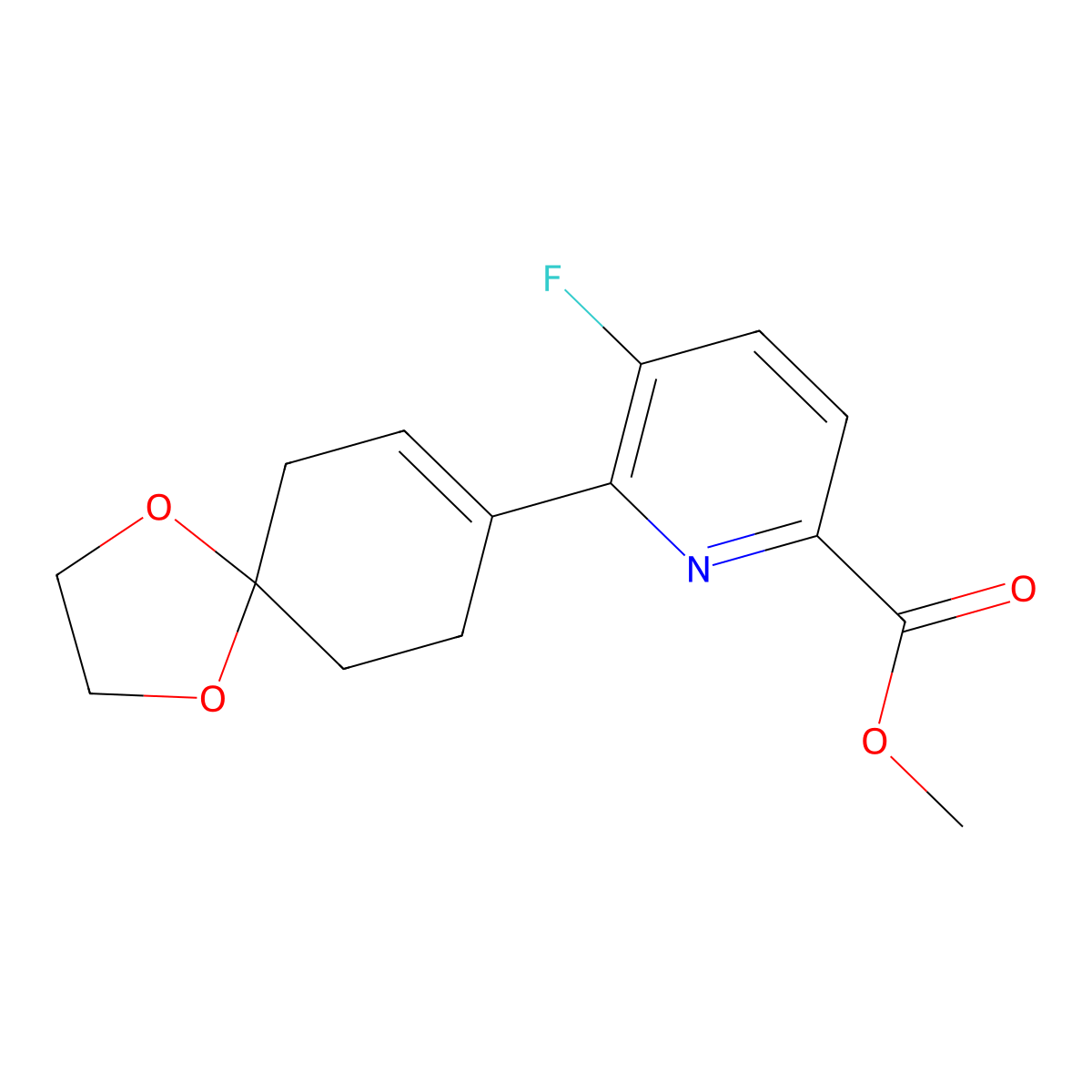 Methyl 5-fluoro-6-(1,4-dioxaspiro[4.5]dec-7-en-8-yl)picolinate molecular structure, CAS 1210419-06-9