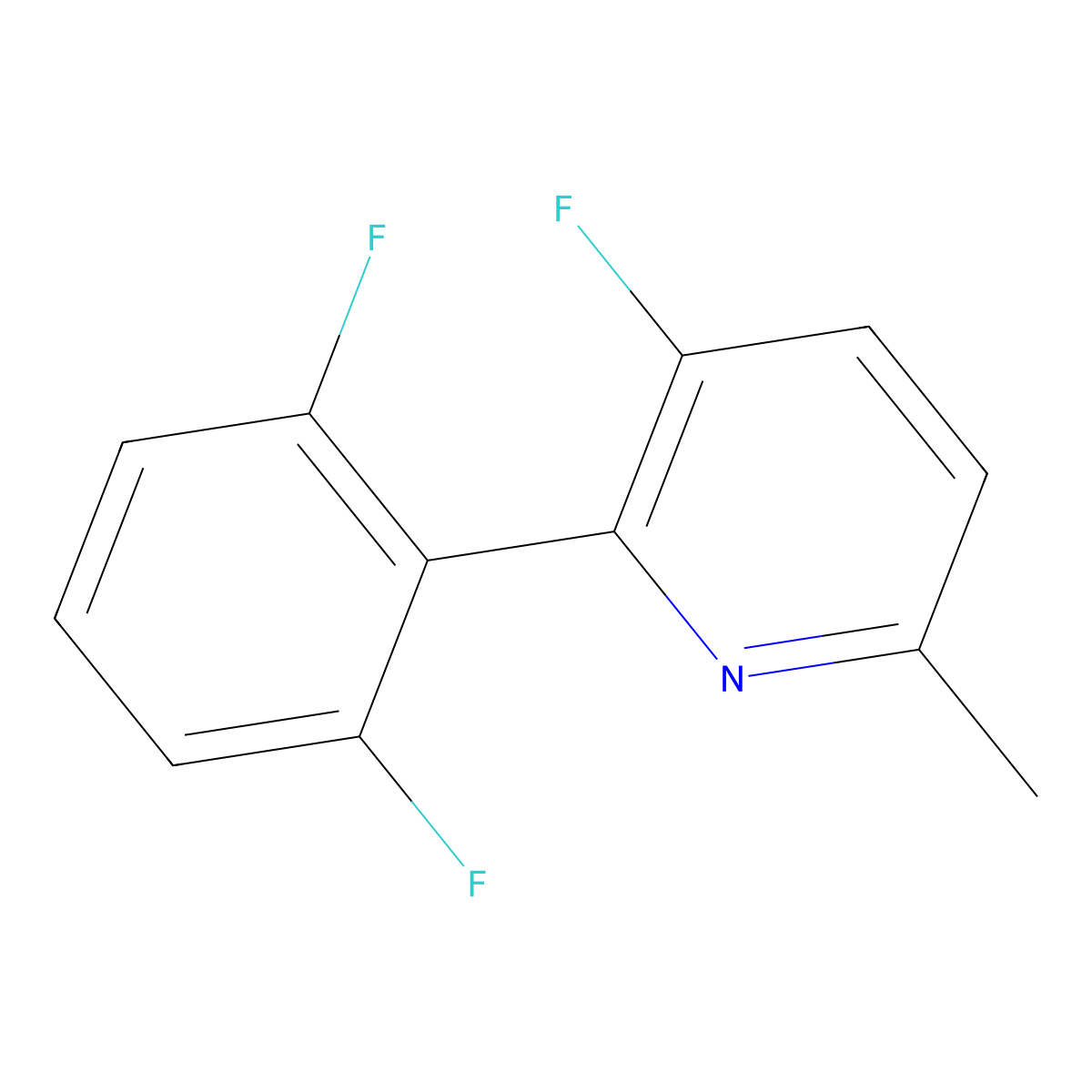 2-(2,6-Difluorophenyl)-3-fluoro-6-methylpyridine molecular structure, CAS 1210419-18-3