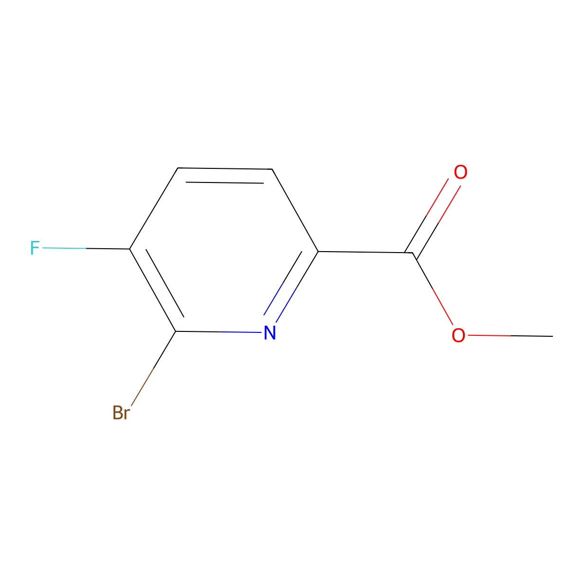 Methyl 6-bromo-5-fluoropyridine-2-carboxylate molecular structure, CAS 1210419-26-3
