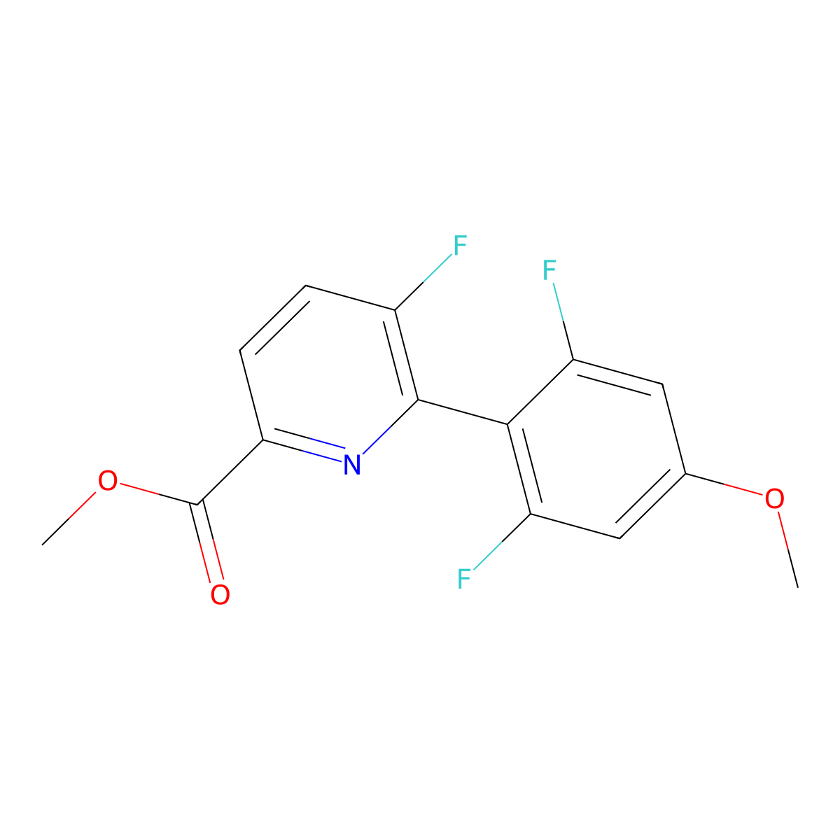 Methyl 6-(2,6-difluoro-4-methoxyphenyl)-5-fluoropicolinate molecular structure, CAS 1210419-29-6