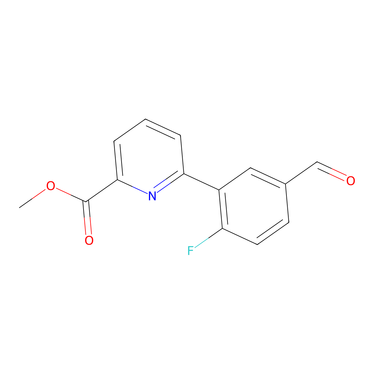 Methyl 6-(2-fluoro-5-formylphenyl)picolinate molecular structure, CAS 1210419-37-6