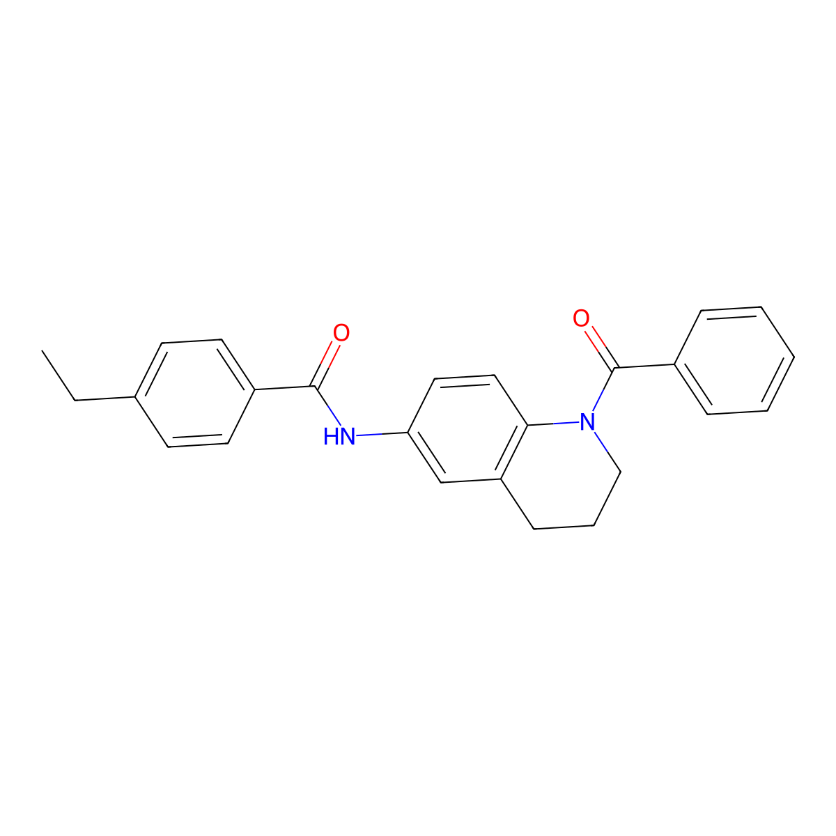 N-(1-benzoyl-1,2,3,4-tetrahydroquinolin-6-yl)-4-ethylbenzamide molecular structure, CAS 1210423-54-3