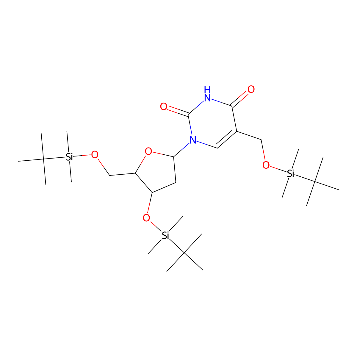 3',5'-Bis-O-[(1,1-dimethylethyl)dimethylsilyl]-a-[[(1,1-dimethylethyl)dimethylsilyl]oxy]thymidine molecular structure, CAS 1210427-80-7