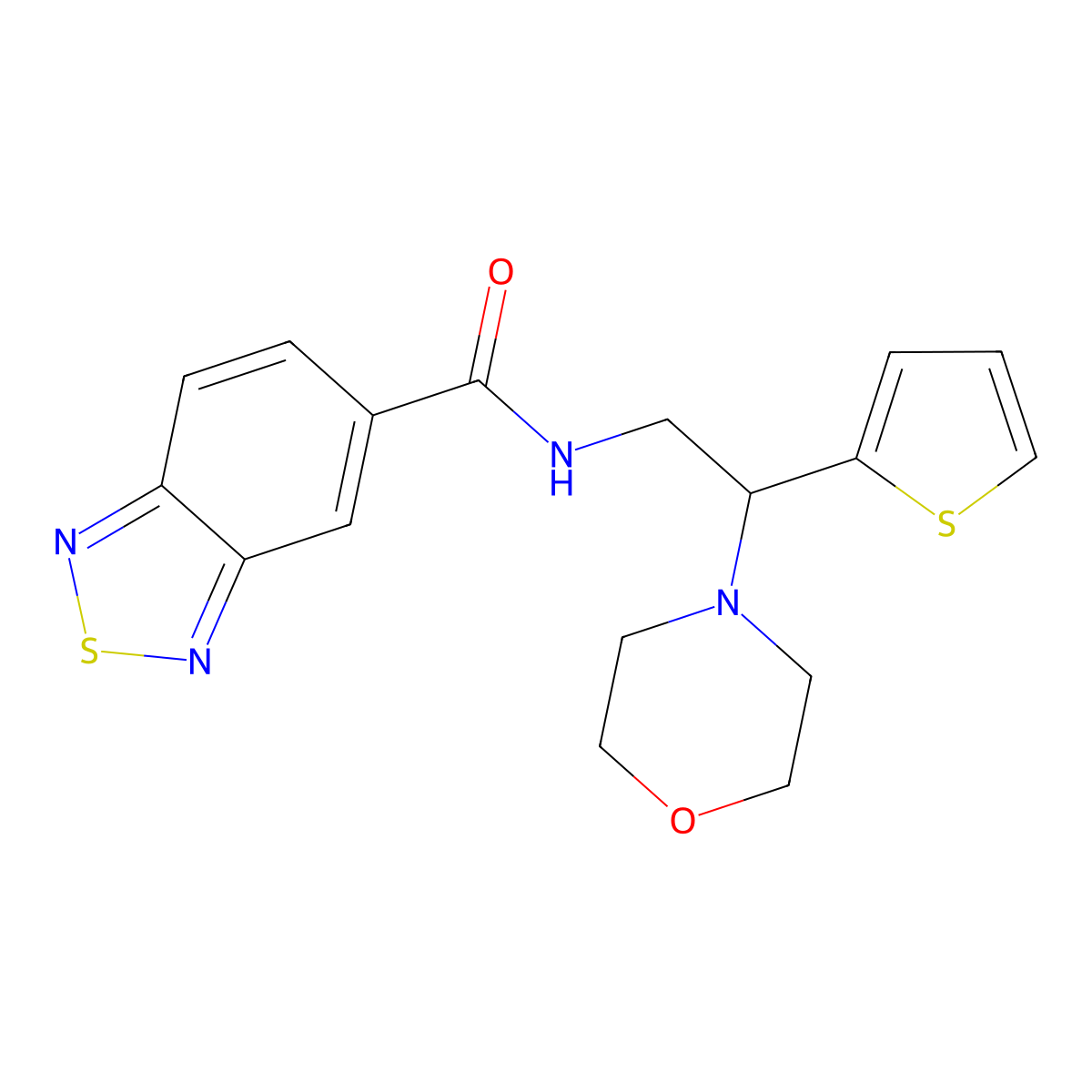 N-(2-morpholino-2-(thiophen-2-yl)ethyl)benzo[c][1,2,5]thiadiazole-5-carboxamide molecular structure, CAS 1210428-48-0