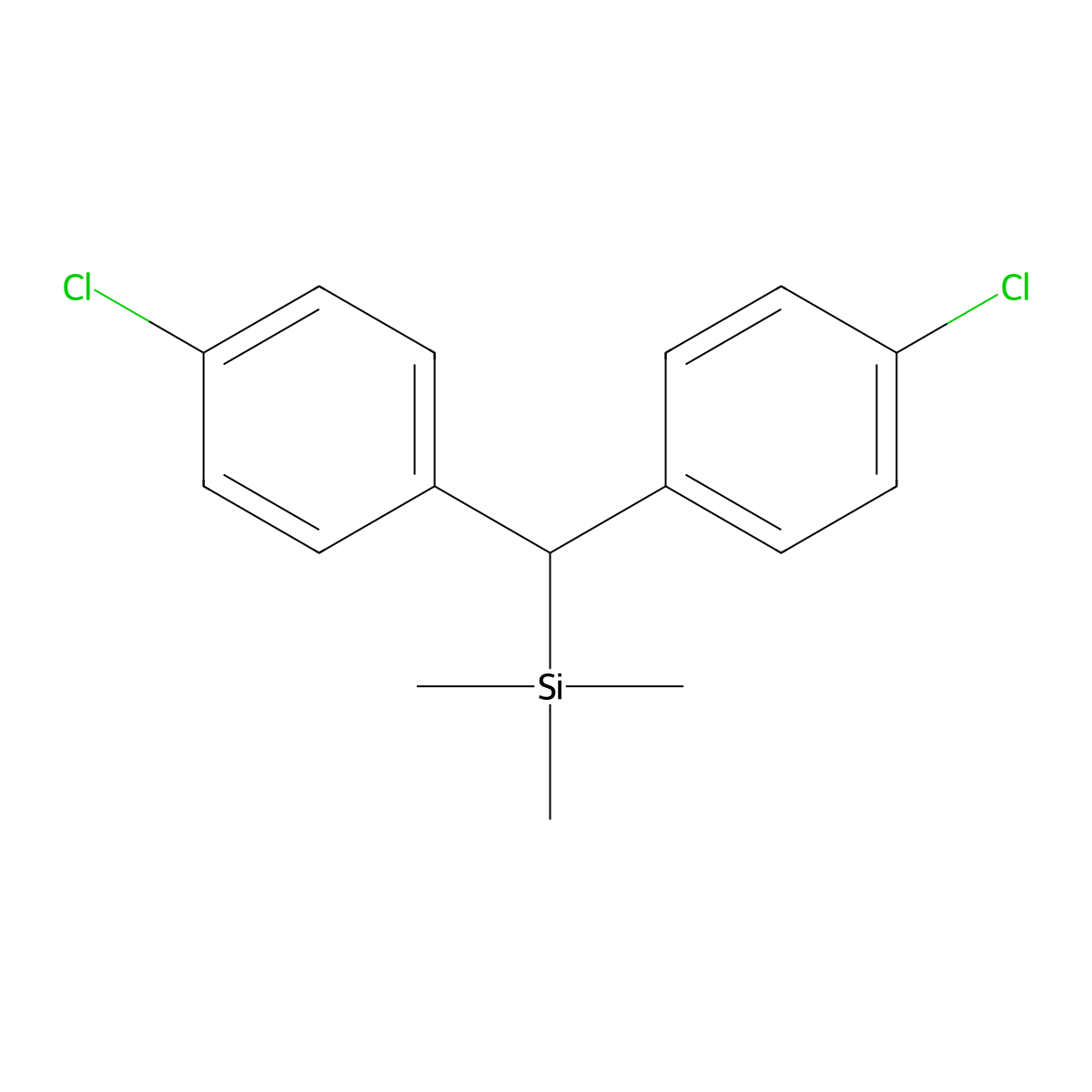 Bis(4-chlorophenyl)methyl-trimethylsilane molecular structure, CAS 121043-50-3