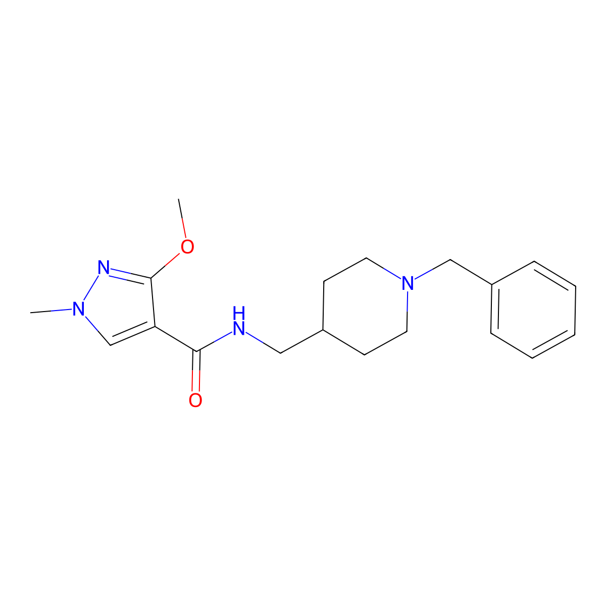 N-[(1-benzylpiperidin-4-yl)methyl]-3-methoxy-1-methyl-1H-pyrazole-4-carboxamide molecular structure, CAS 1210433-06-9