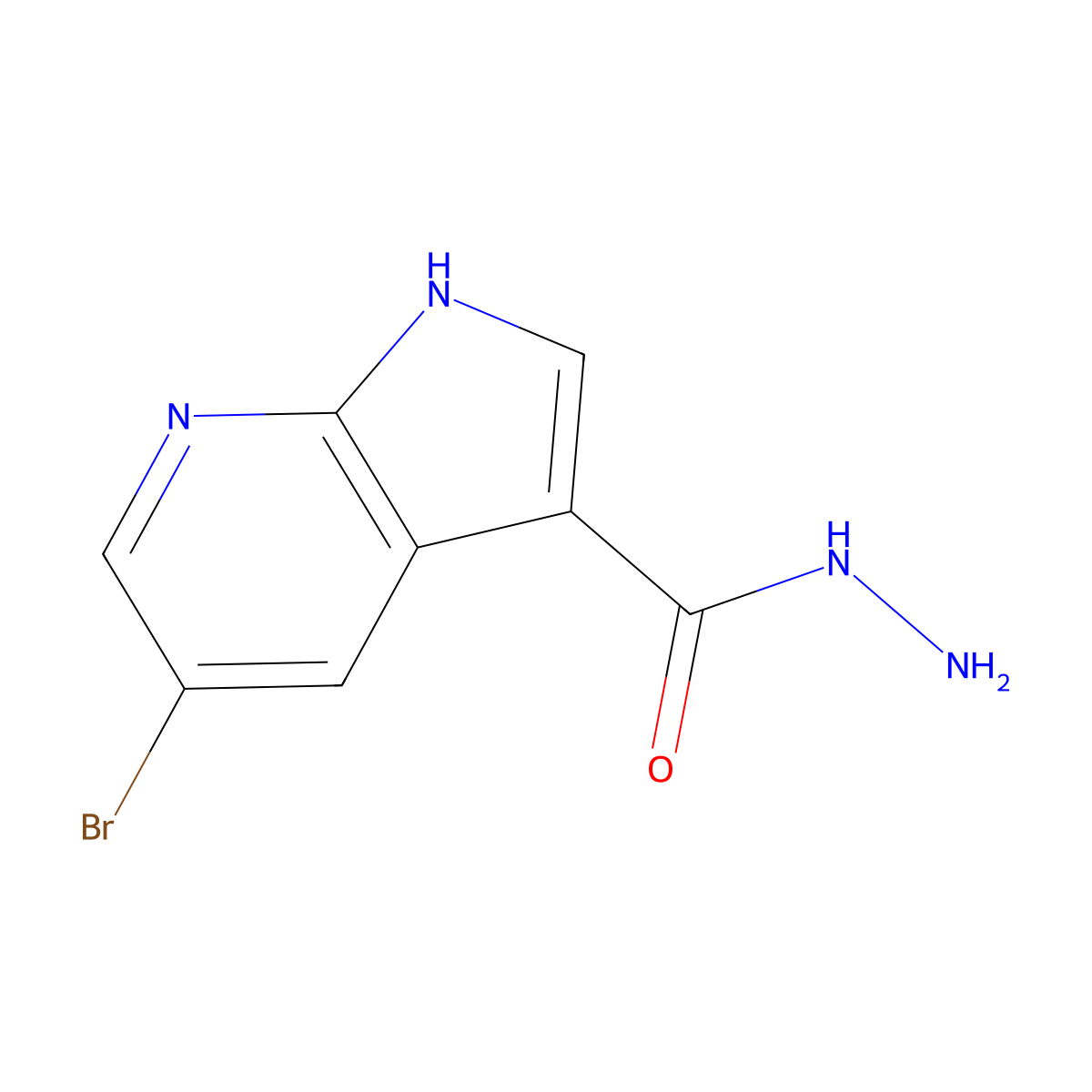 5-bromo-1H-pyrrolo[2,3-b]pyridine-3-carbohydrazide molecular structure, CAS 1210437-70-9