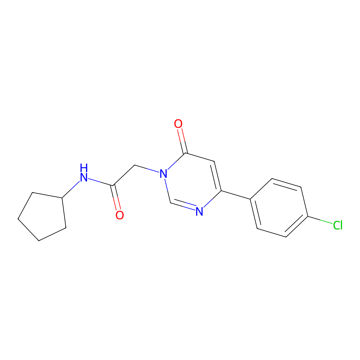 2-(4-(4-chlorophenyl)-6-oxopyrimidin-1(6H)-yl)-N-cyclopentylacetamide molecular structure, CAS 1210445-83-2