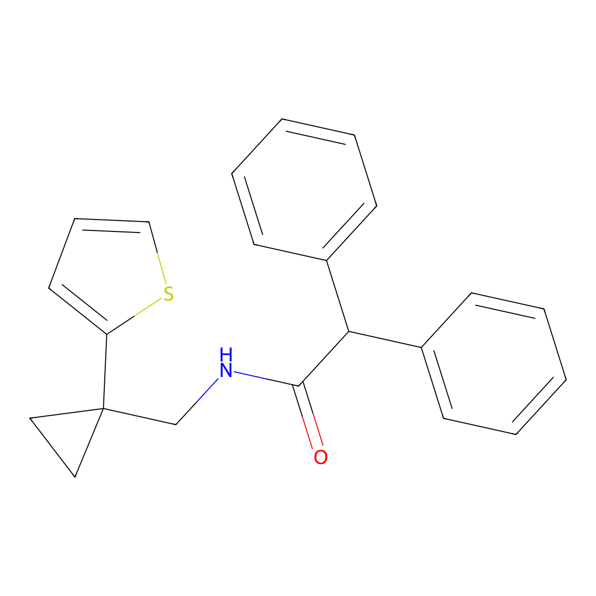 2,2-diphenyl-N-{[1-(thiophen-2-yl)cyclopropyl]methyl}acetamide molecular structure, CAS 1210451-60-7