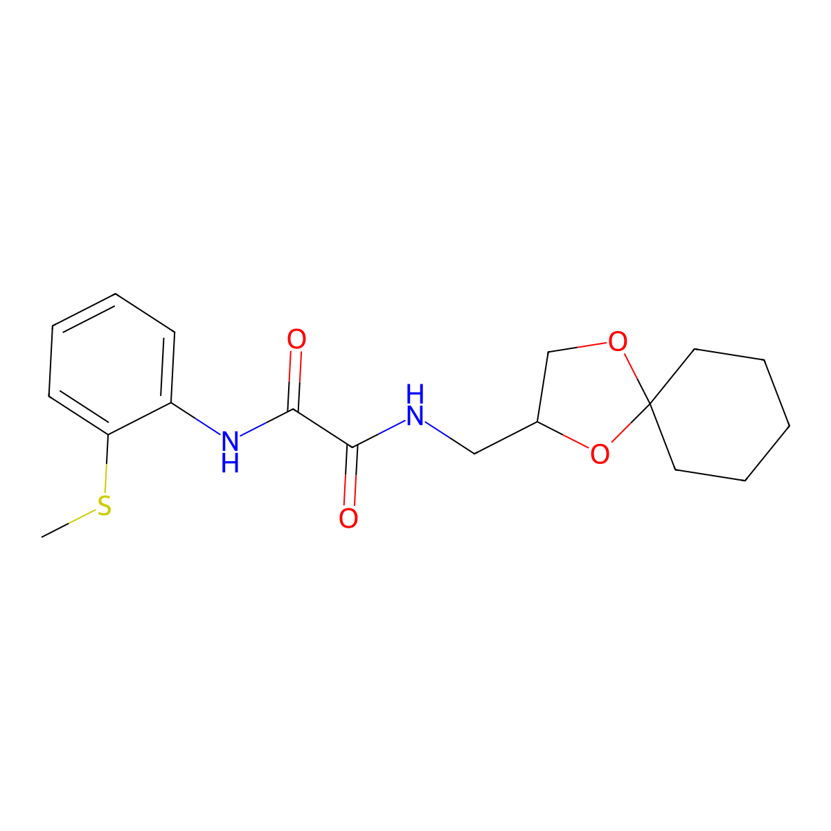 N1-(1,4-dioxaspiro[4.5]decan-2-ylmethyl)-N2-(2-(methylthio)phenyl)oxalamide molecular structure, CAS 1210454-63-9